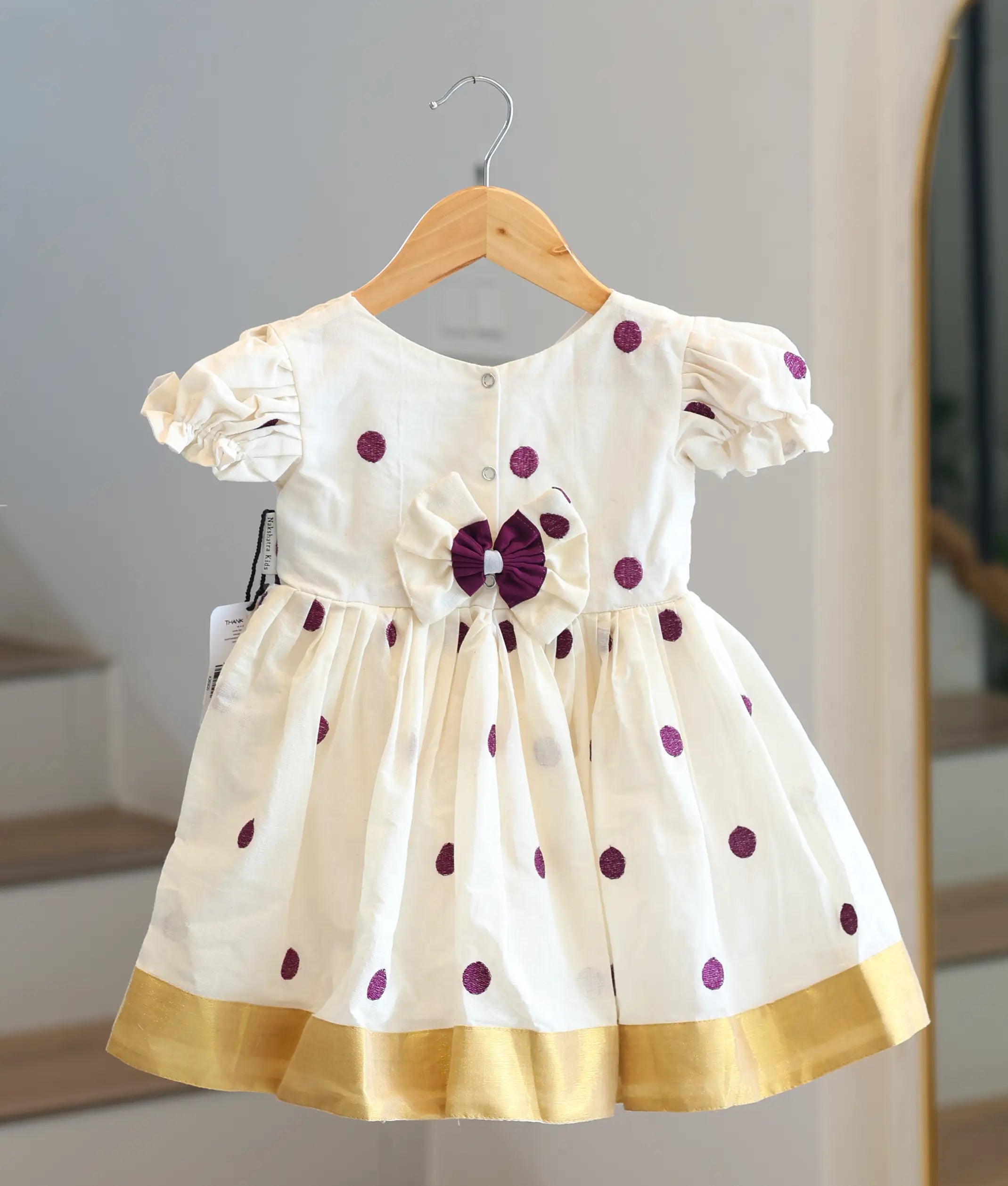 Off-White Cotton Frock for Baby Girl [2638]