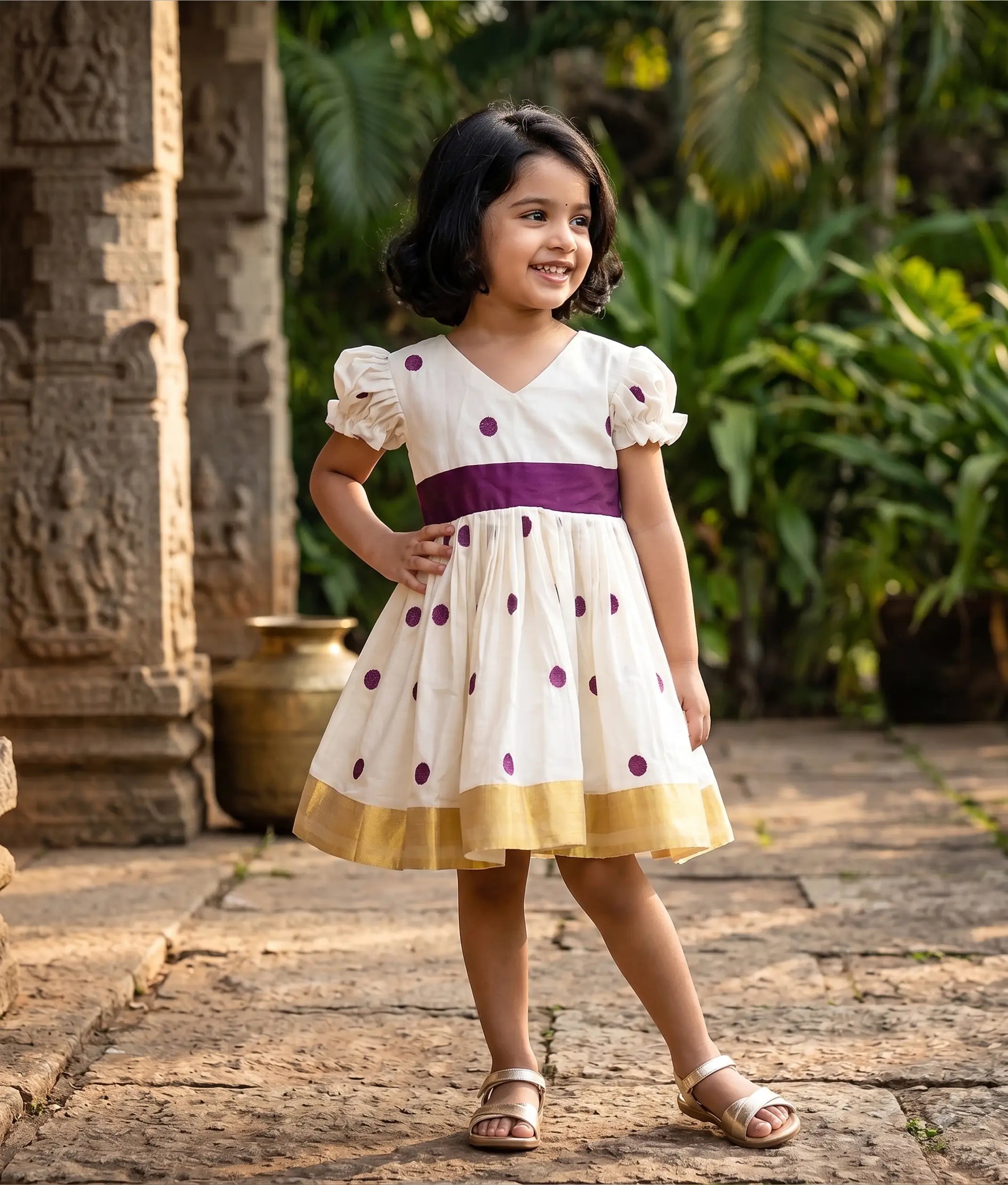 Off-White Cotton Frock for Baby Girl [2638]