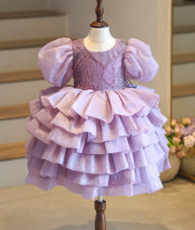 Pastel Lavender Shimmer Organza Princess Theme Dress For Baby Girl [2678]