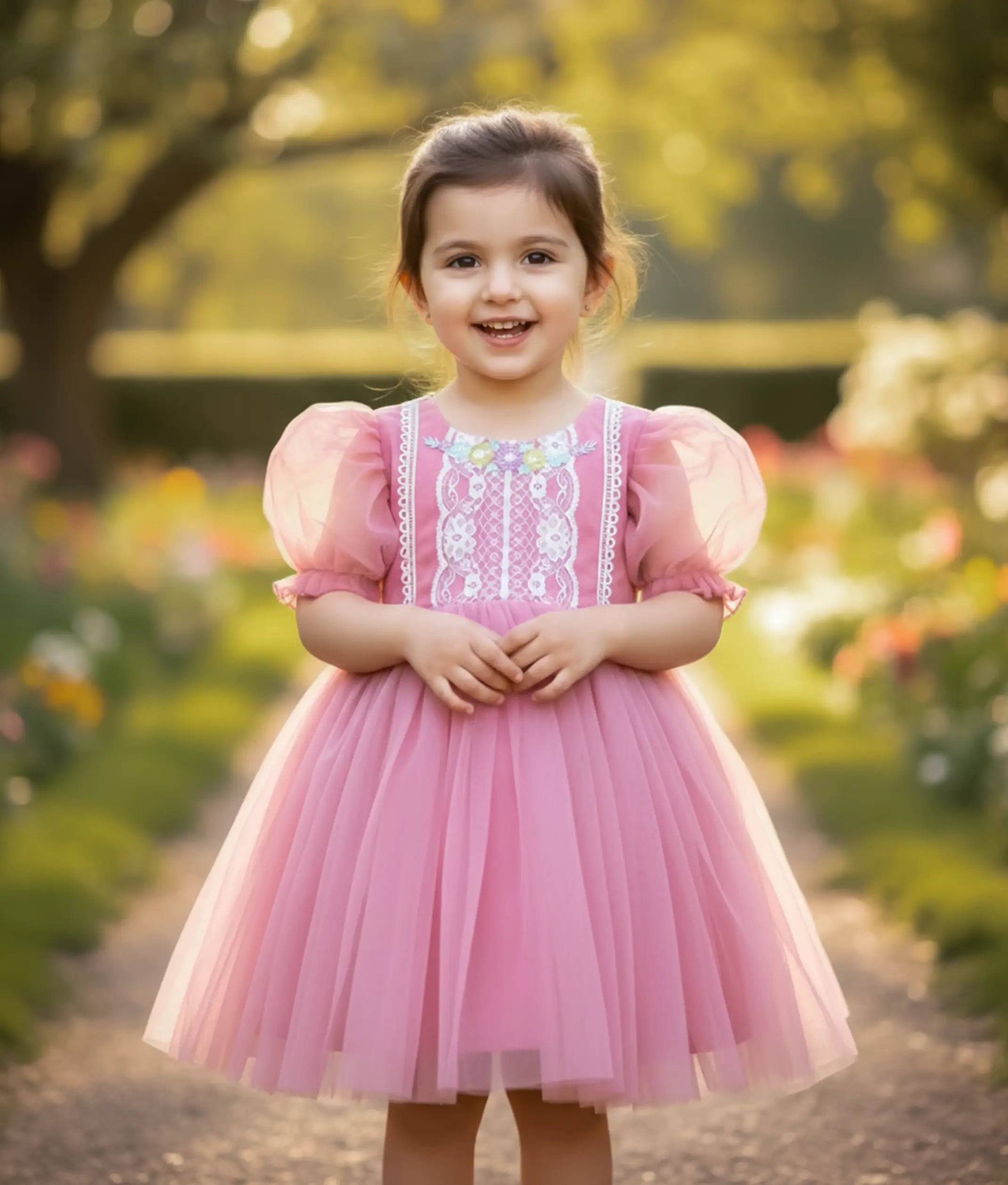 Pastel Pink Embroidered Birthday Frock for Baby Girl [2682]