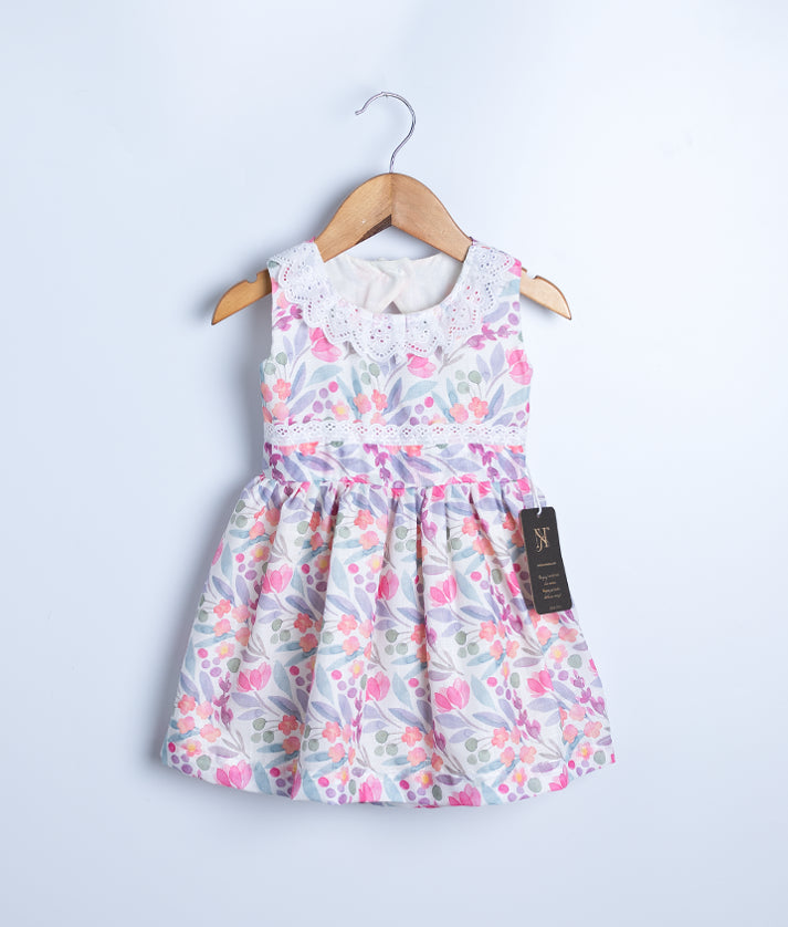 Floral Printed Cotton Frock For Baby Girl [2777]