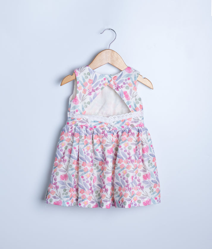 Floral Printed Cotton Frock For Baby Girl [2777]