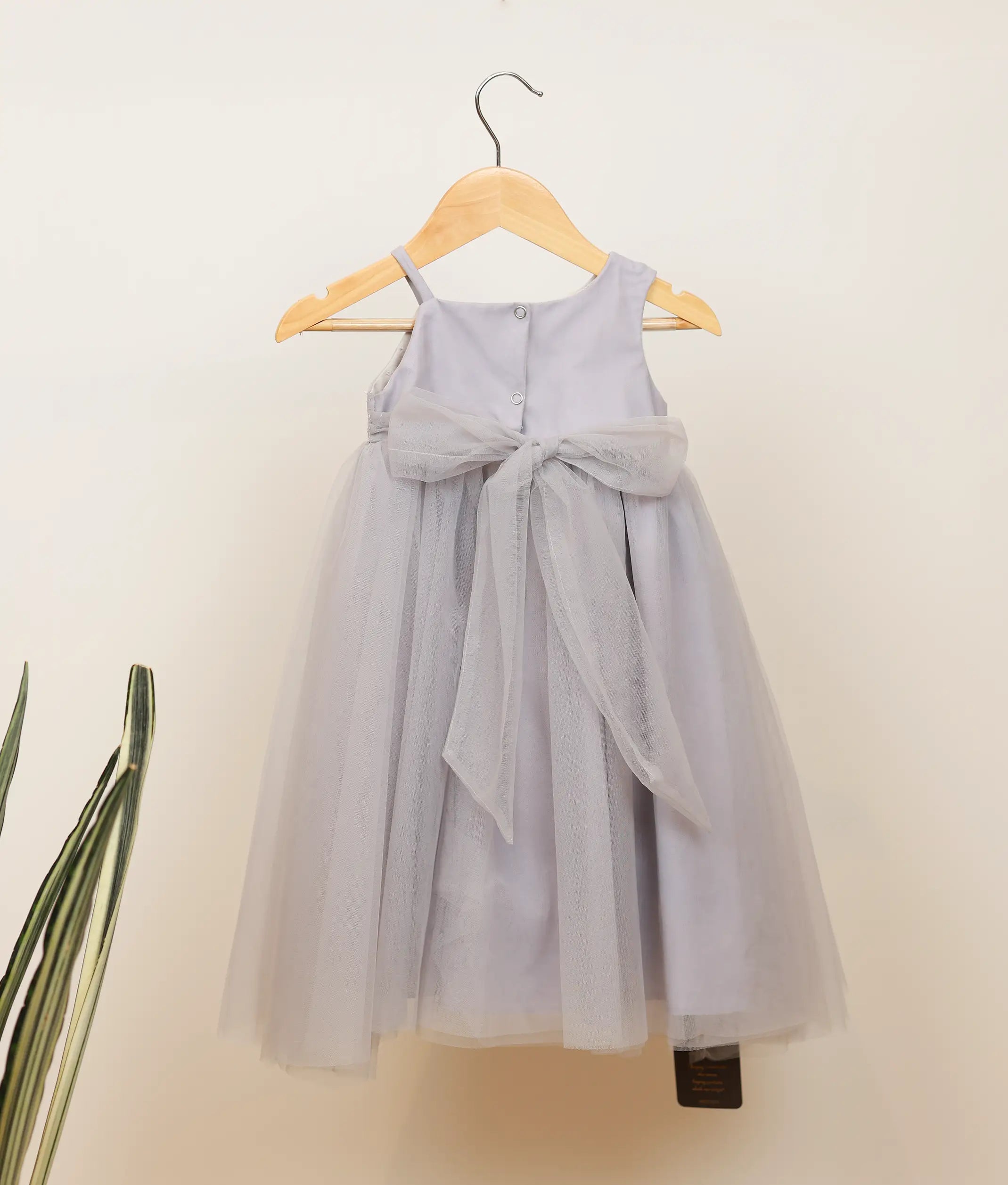 Ash Tulle Net Hand worked  Party Wear Frock for Baby Girl [2901]