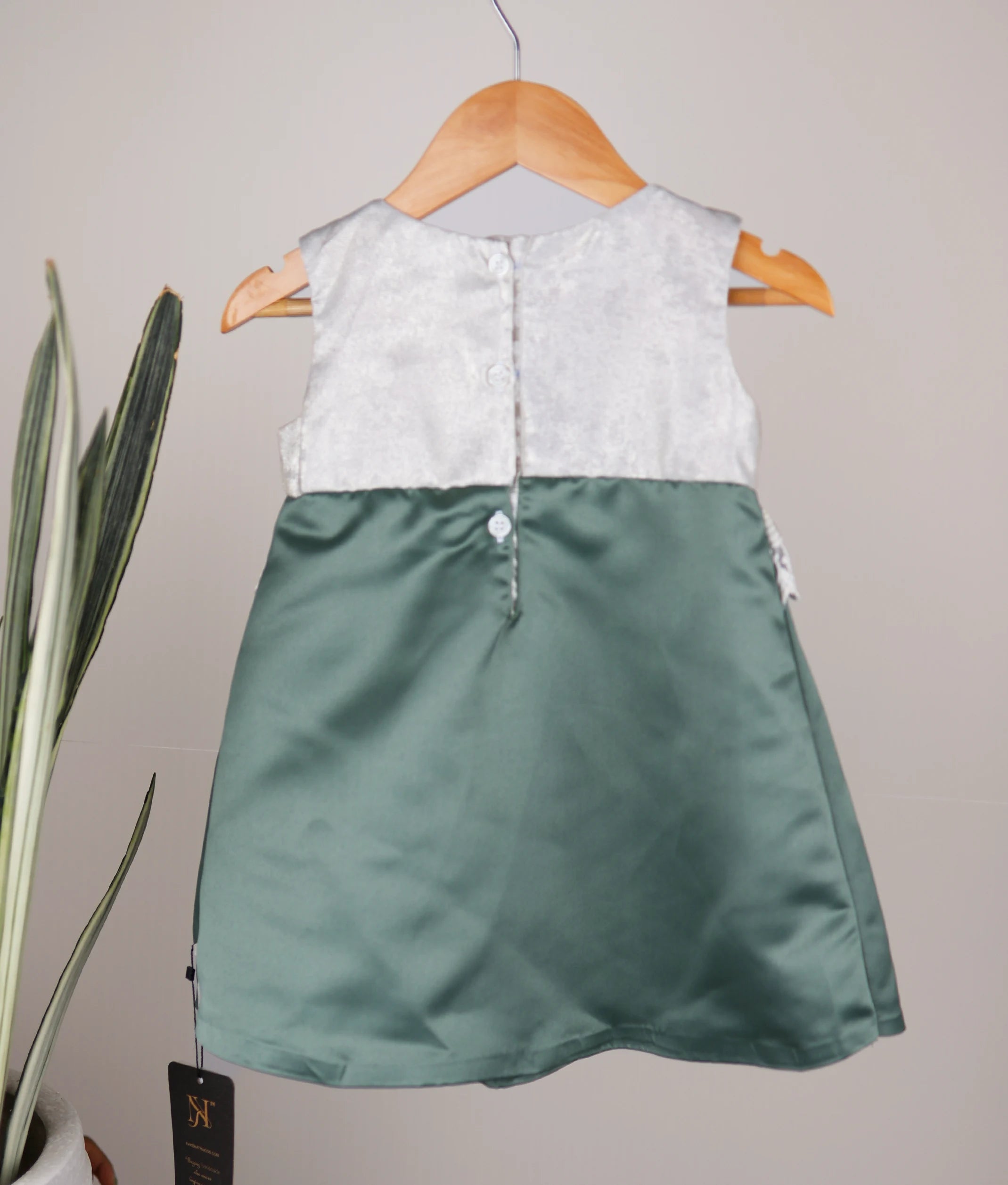 Olive Green Embroidery Aline Frock For Baby Girl [2922]
