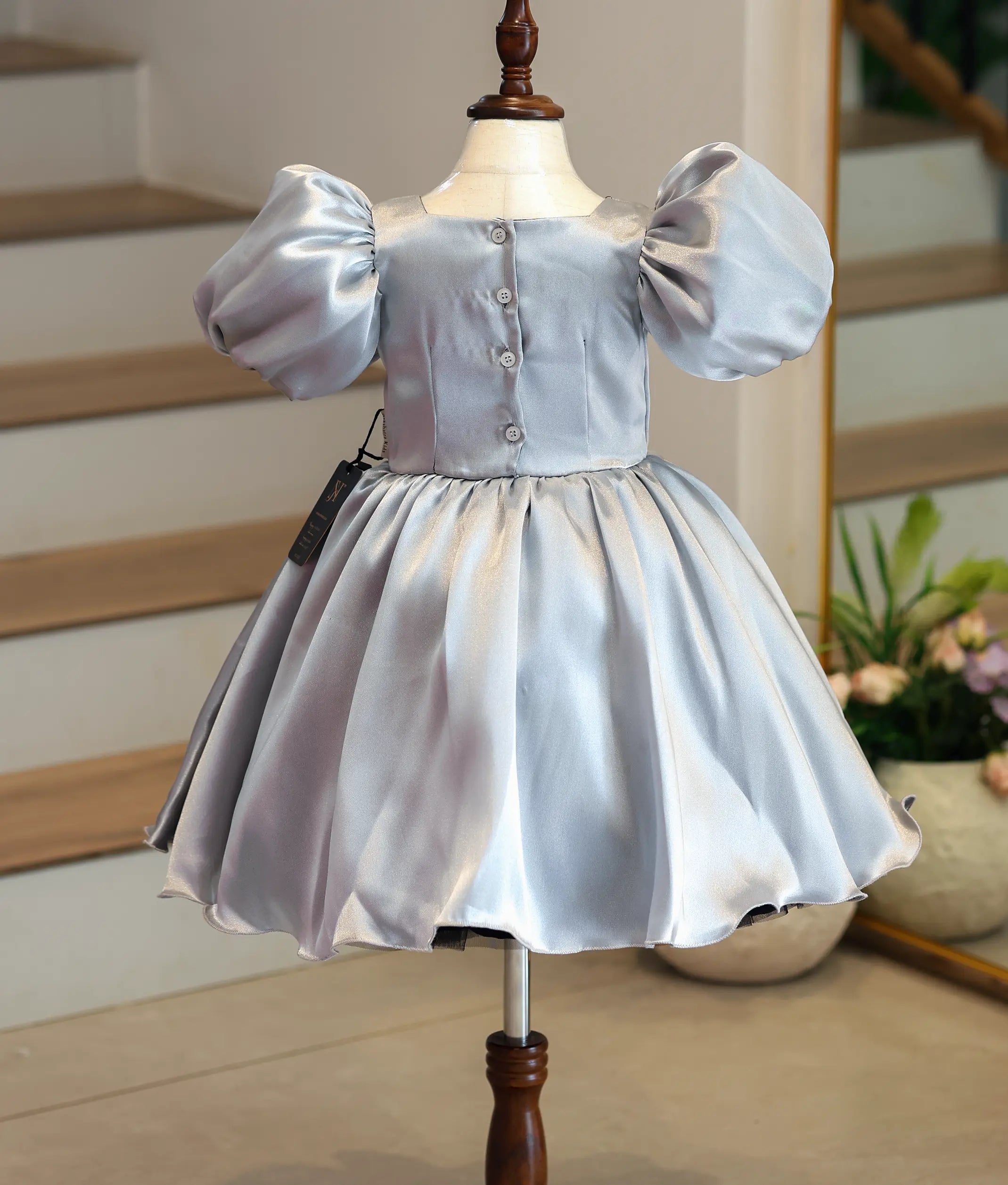 Silver Metallic Rafaella Elegant Birthday Frock for Baby Girl [2925]