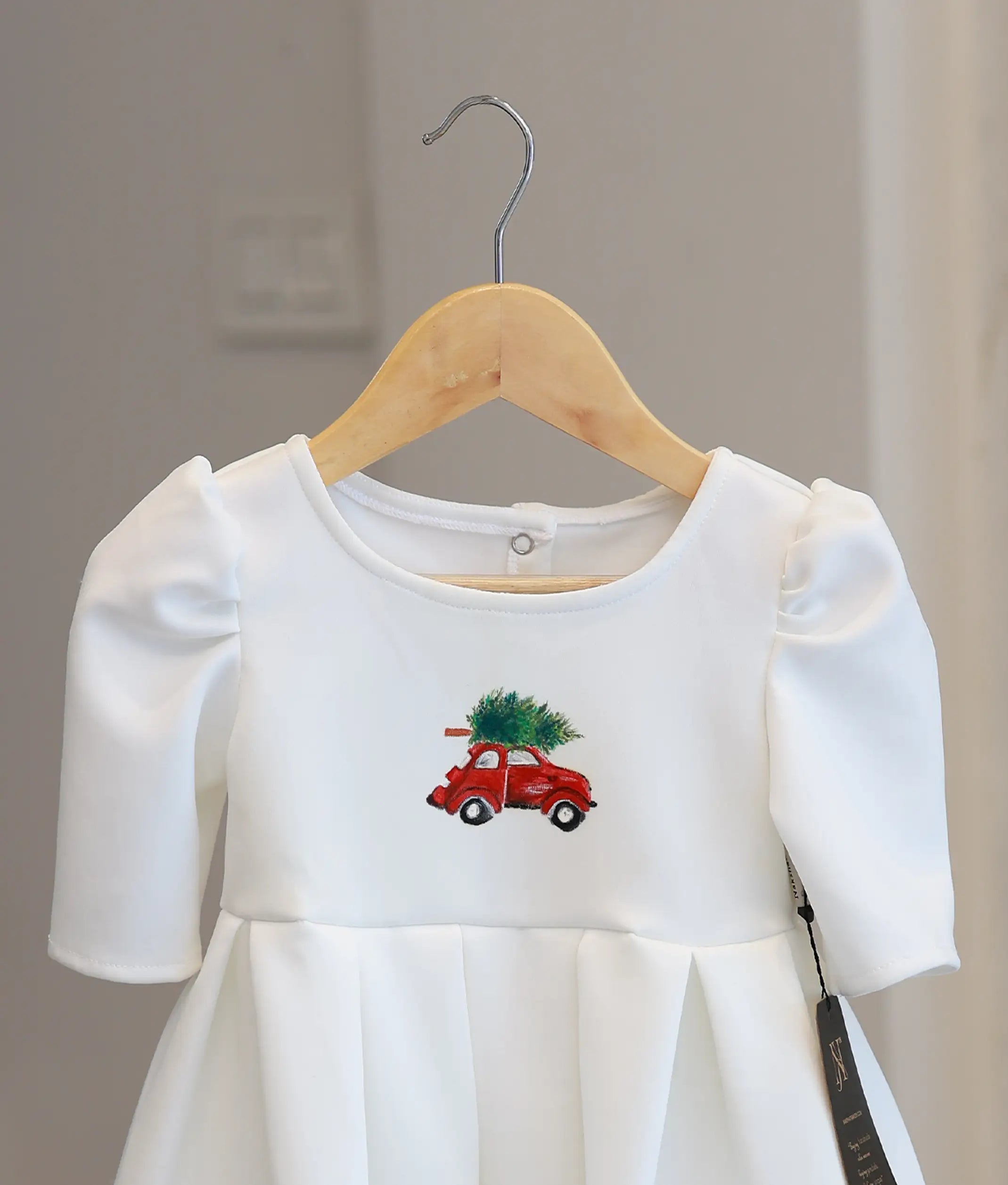 Offwhite Scuba Hand-Painted Frock For Baby Girl [Ready To Ship:2949]