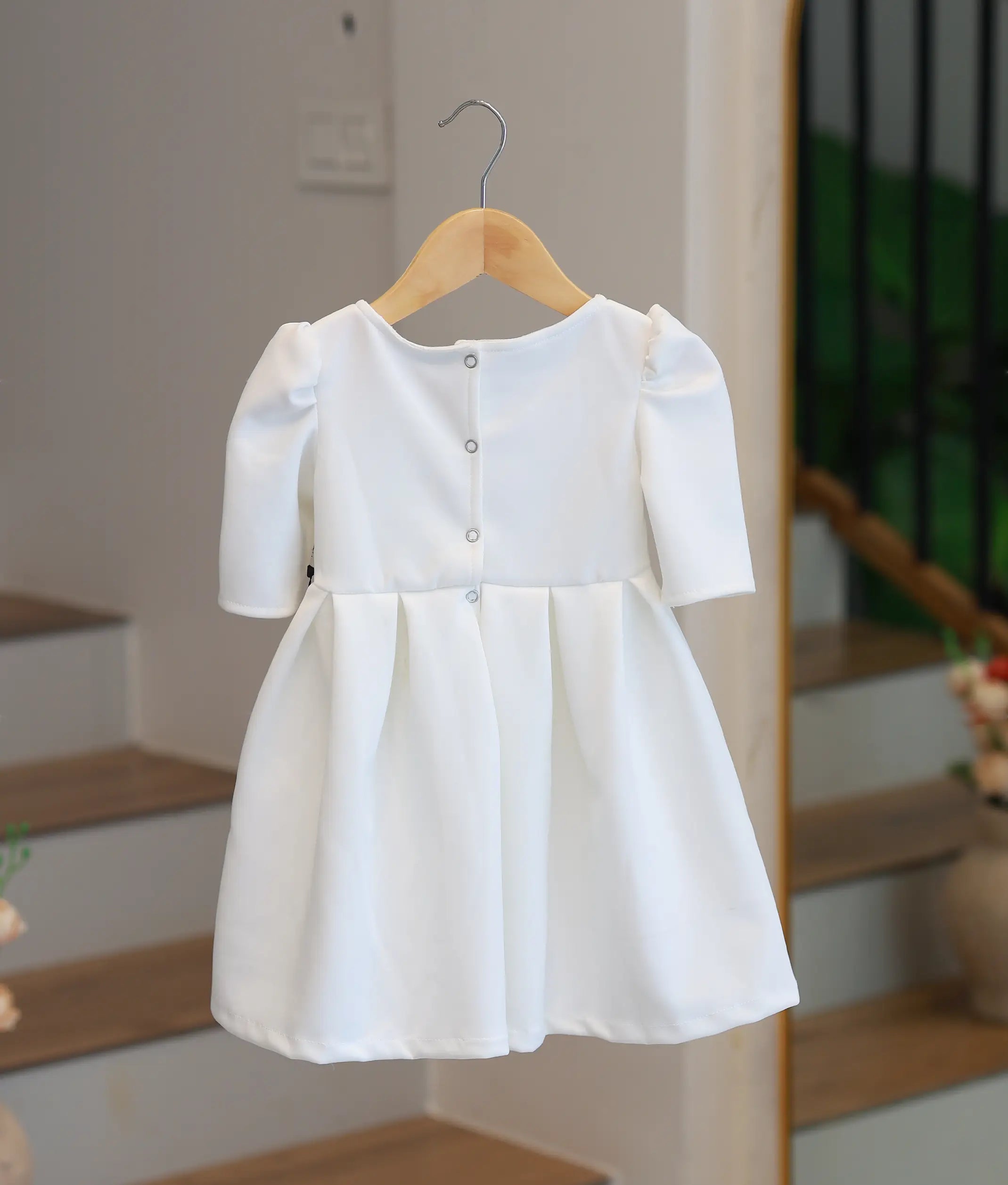 Offwhite Scuba Hand-Painted Frock For Baby Girl [Ready To Ship:2949]