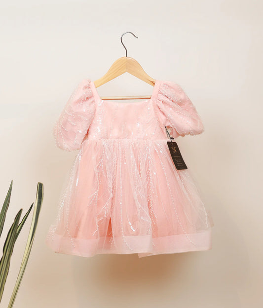 Pink Work Material Birthday Frock For Baby Girl [Ready To Ship: 2962]