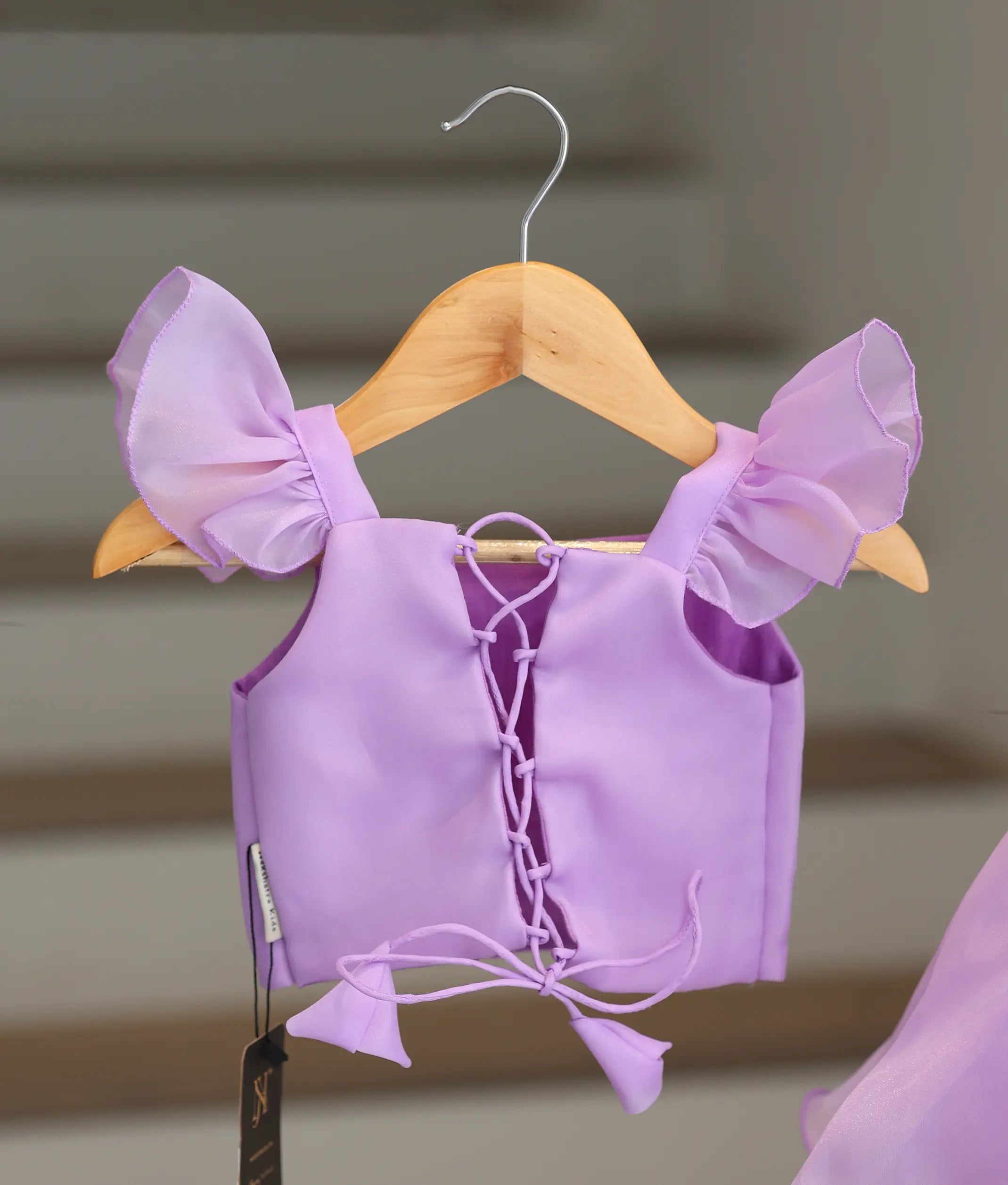 Lavender Plain Organza Handwork Top and Skirt For Baby Girl [5012]