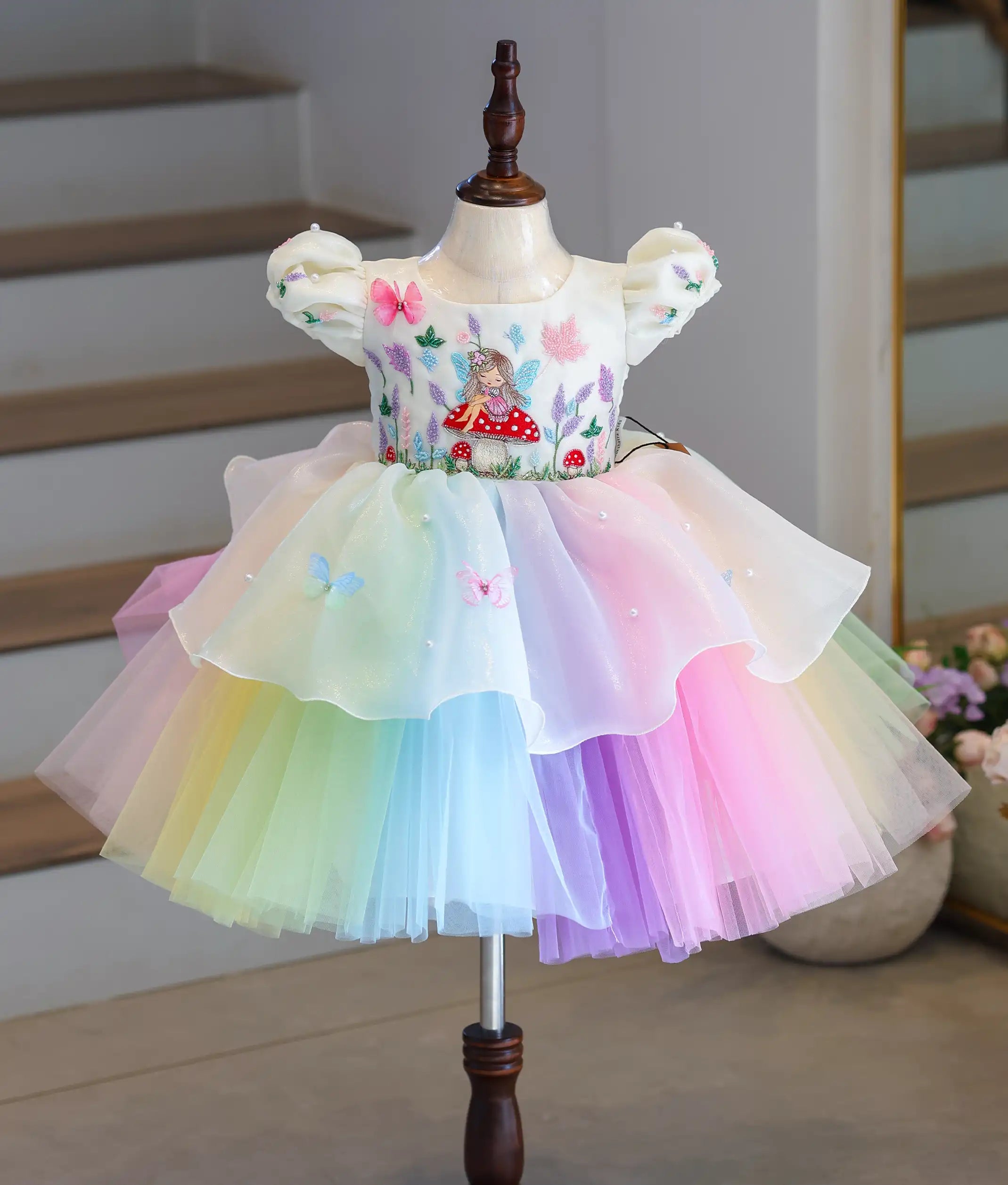 Multi colour Fairy Theme BIrthday Frock For Baby Girl [Pre Order: 5073]