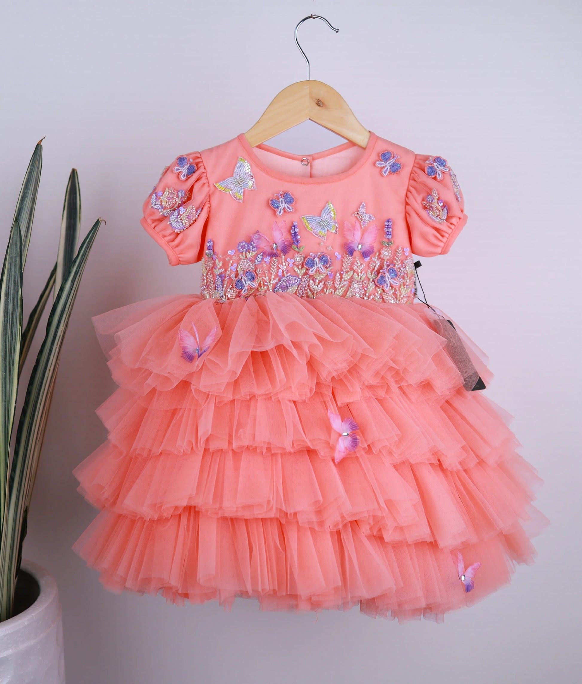 Peach Butterfly Theme Step Birthday Dress For Baby Girl NakshatraKids LLP Peach Butterfly Theme Step Birthday Dress For Baby Girl NakshatraKids LLP