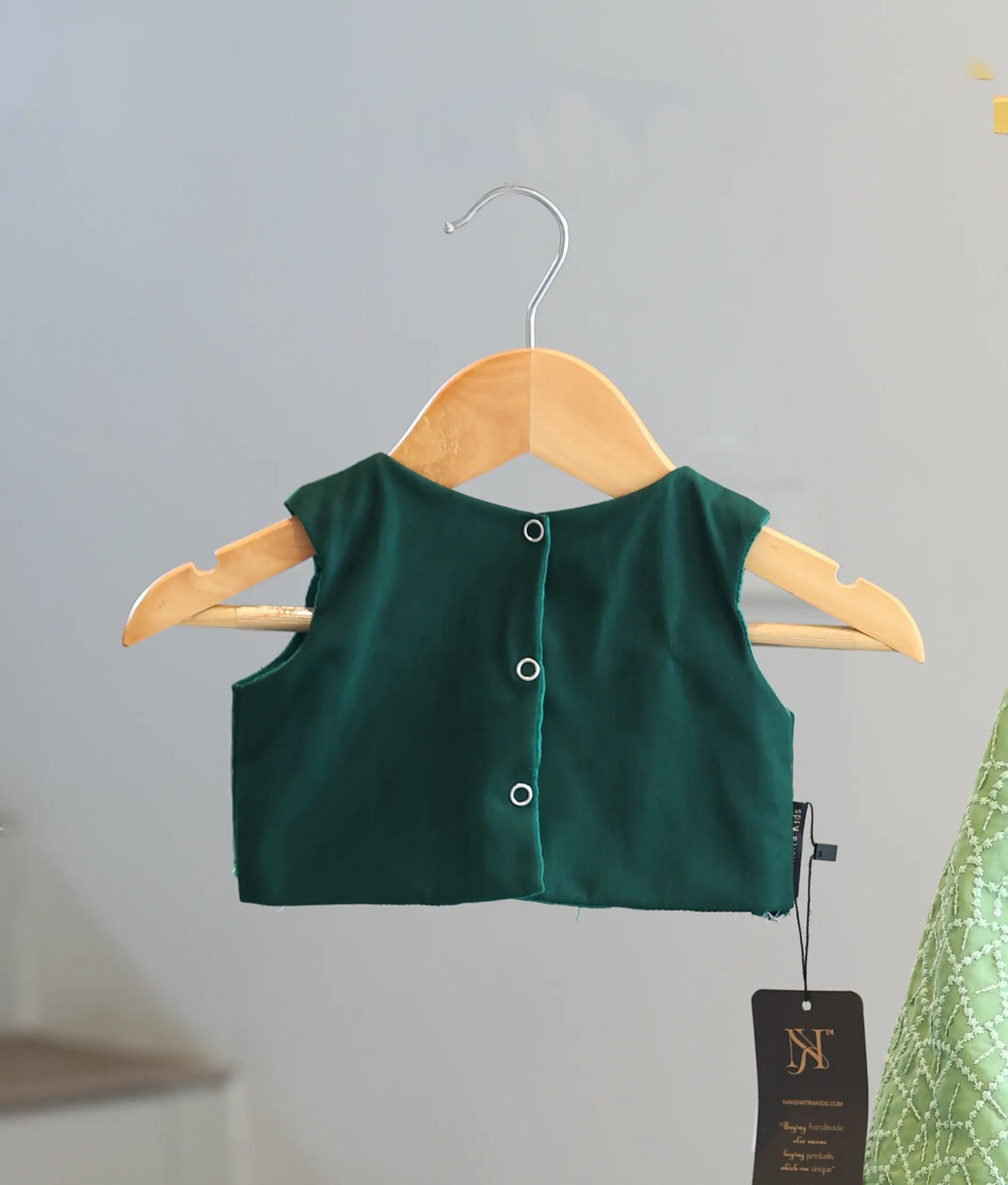 Green Tulle Net Hand worked Top with Georgette Skirt for Baby Girl [5132]