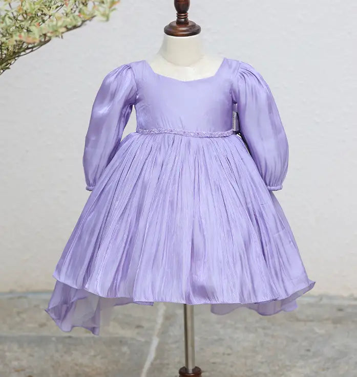 Lavender Laser Organza Birthday Frock For Baby Girl [Ready To Ship: 5149]