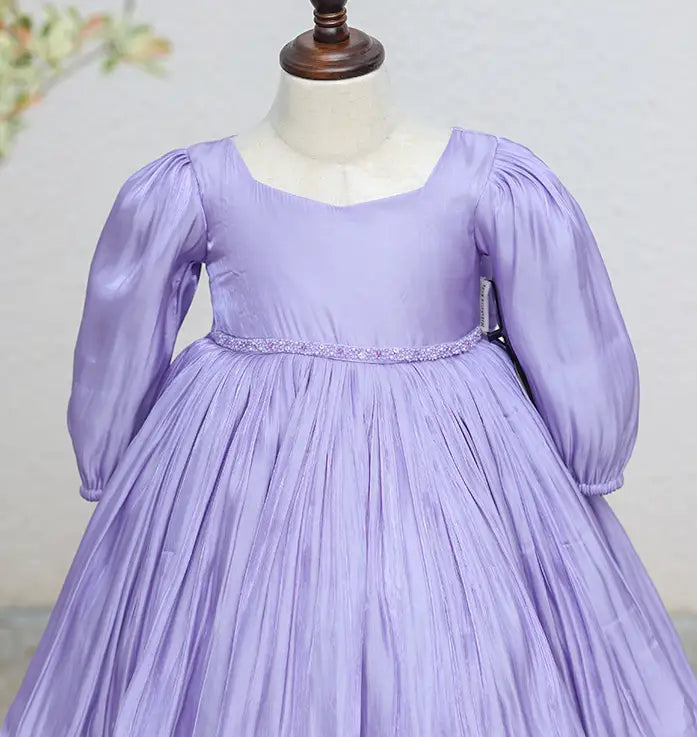Lavender Laser Organza Birthday Frock For Baby Girl [Ready To Ship: 5149]