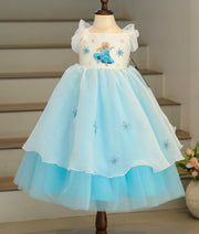 Sky Blue Elsa Theme Dress For Baby Girl [Pre Order: 5172]