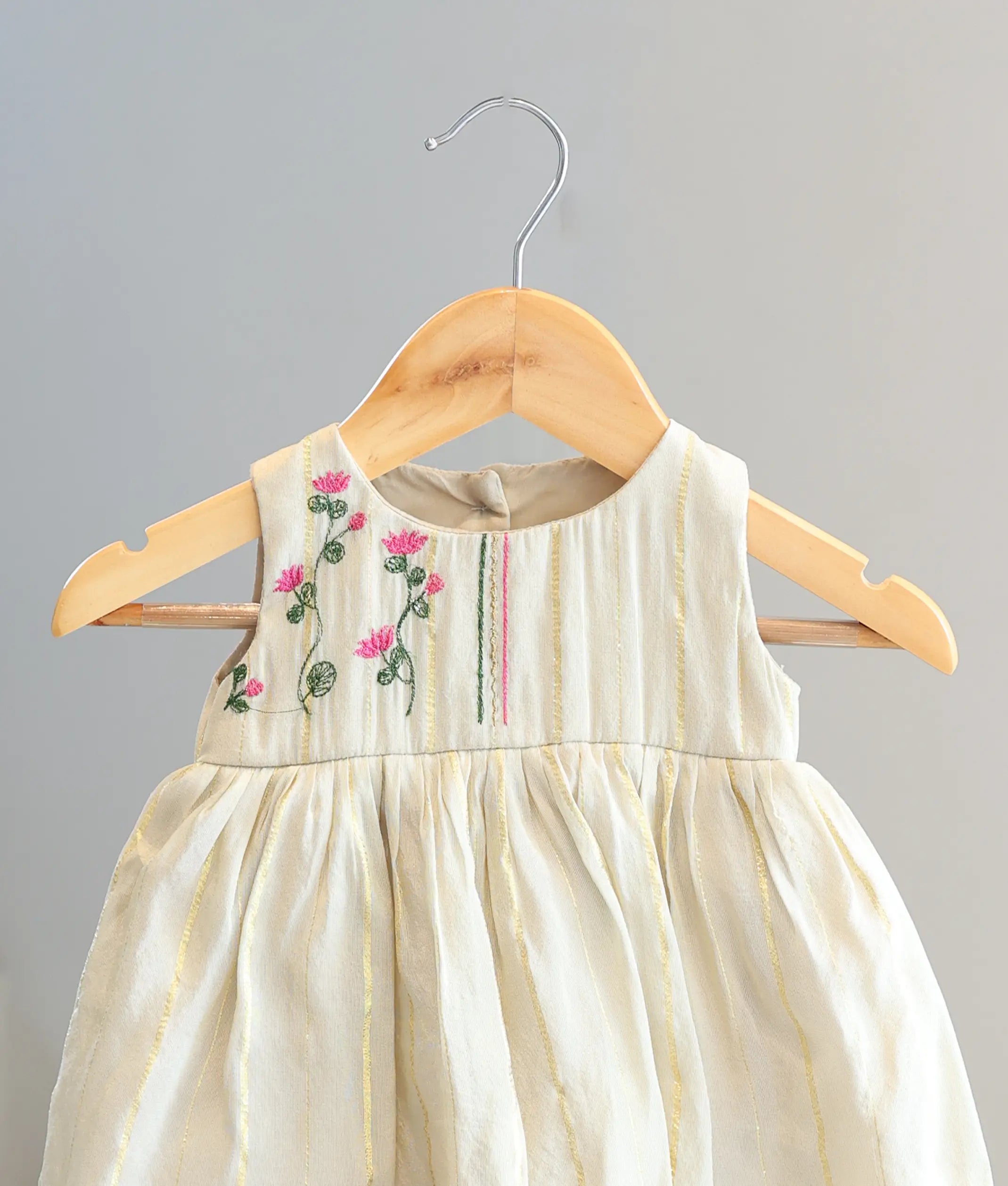 Off-White Cotton Embroidery Frock for Baby Girl [5176]