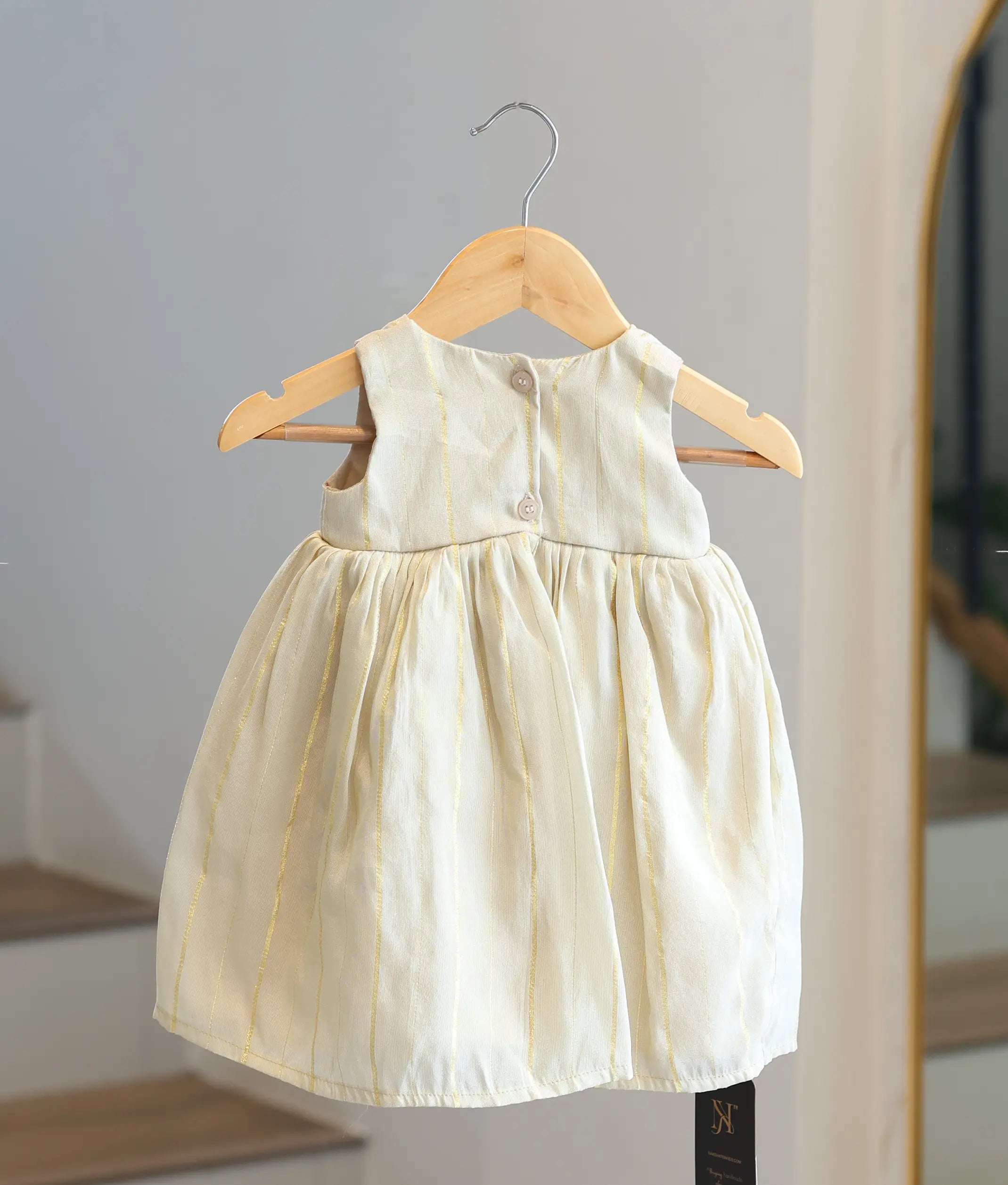 Off-White Cotton Embroidery Frock for Baby Girl [5176]