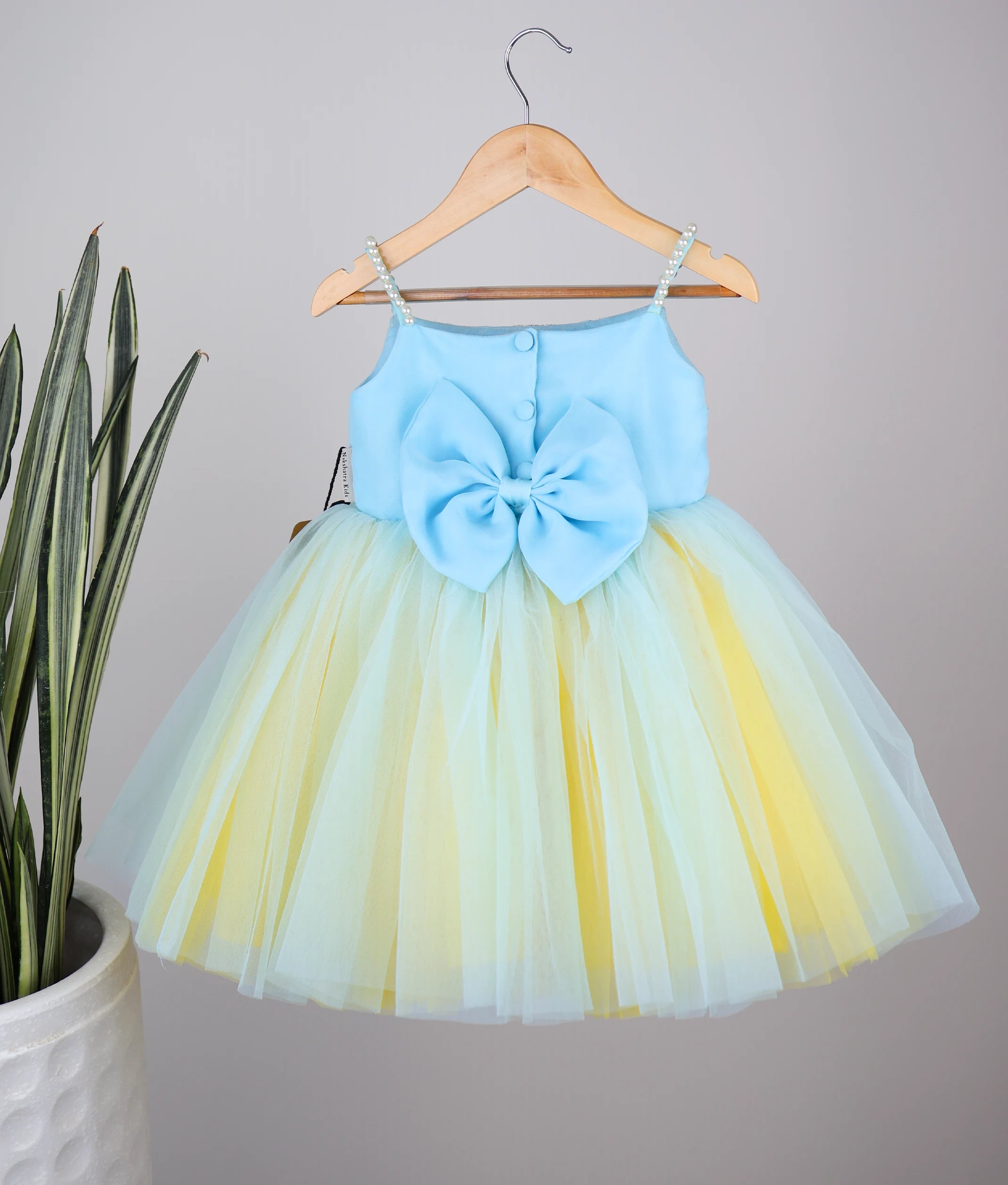 Sky Blue Handworked Organza Yoke With Multi Colour Skirt Frock Theme Dress For Baby Girl [Pre Order: 5181]