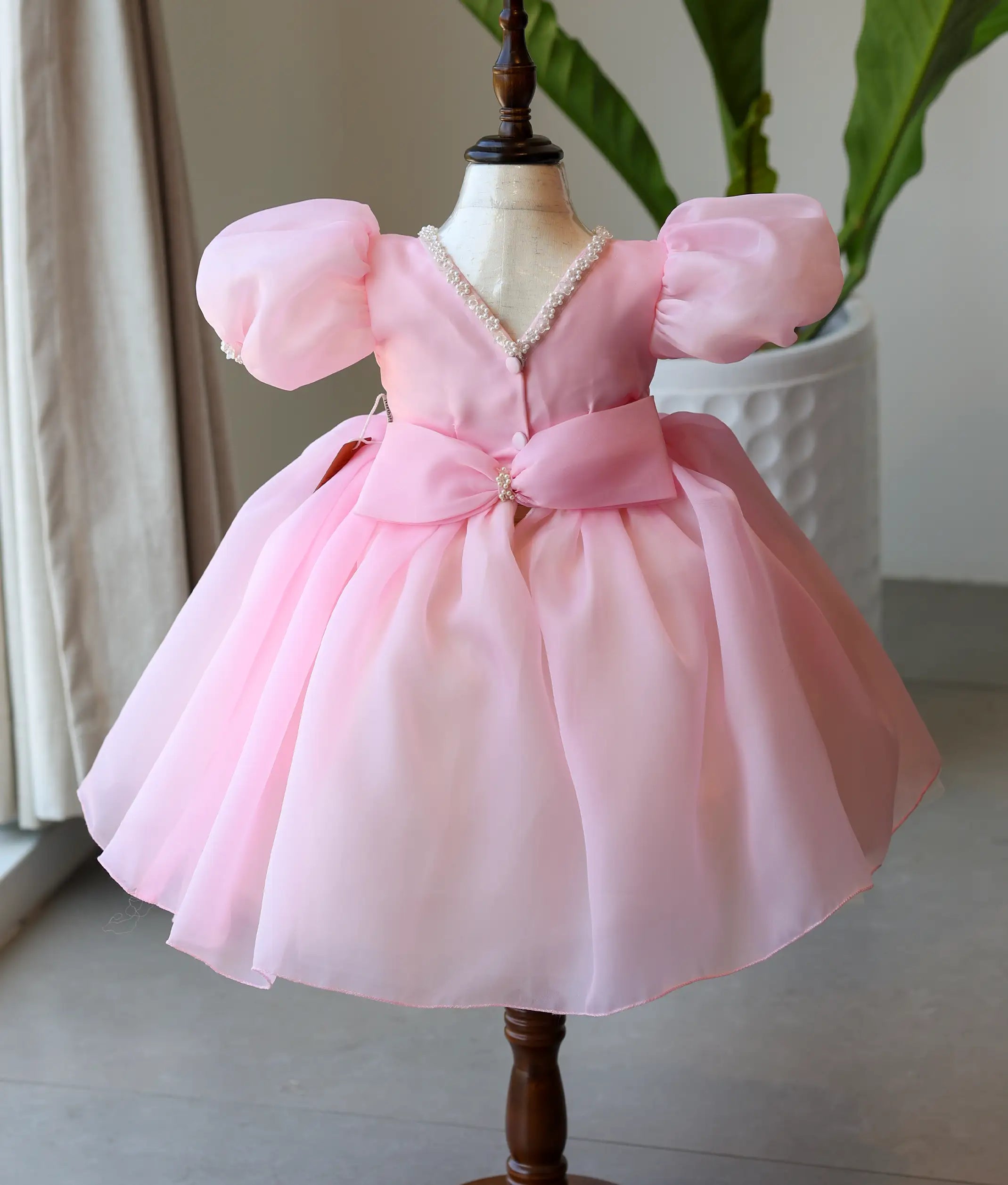 Pink Plain Organza Butterfly Theme Dress For Baby Girl [Pre order:5230]