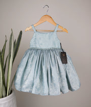 Pastel Blue Milan Foil Hand worked Birthday Frock for Baby Girl [5251]