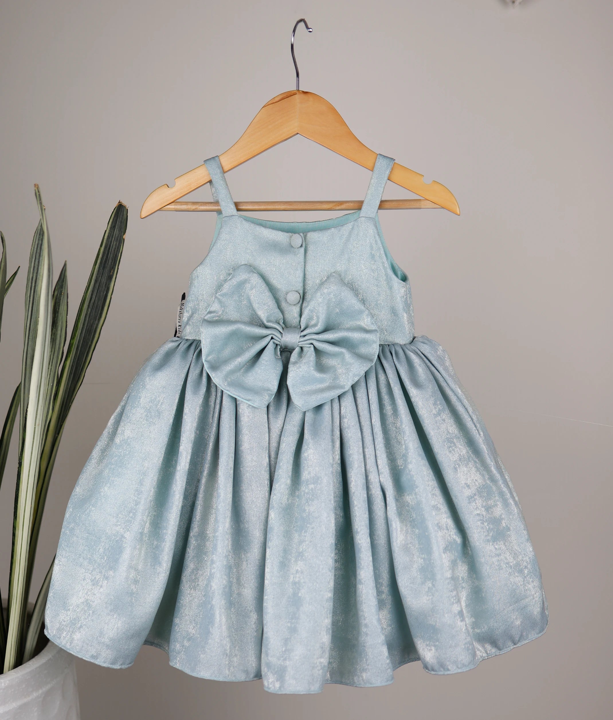 Pastel Blue Milan Foil Hand worked Birthday Frock for Baby Girl [5251]