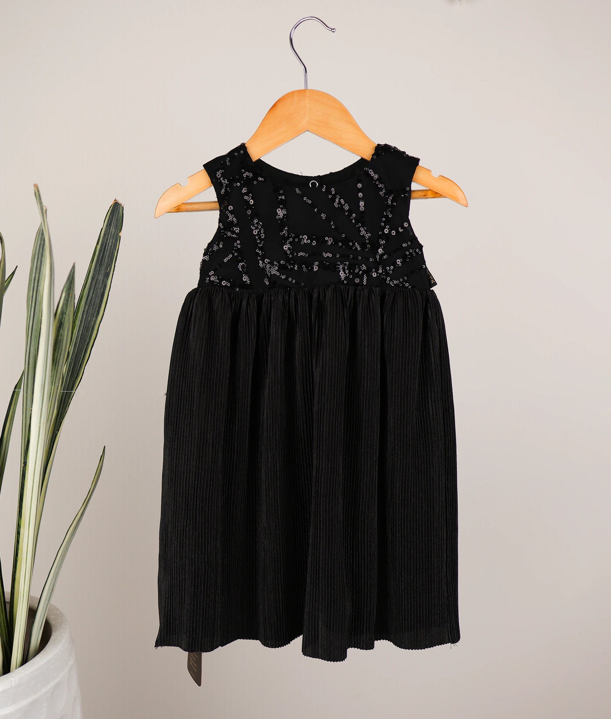 Front view of satin crush a-line frock against white background 