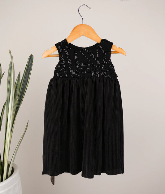 Front view of satin crush a-line frock against white background 