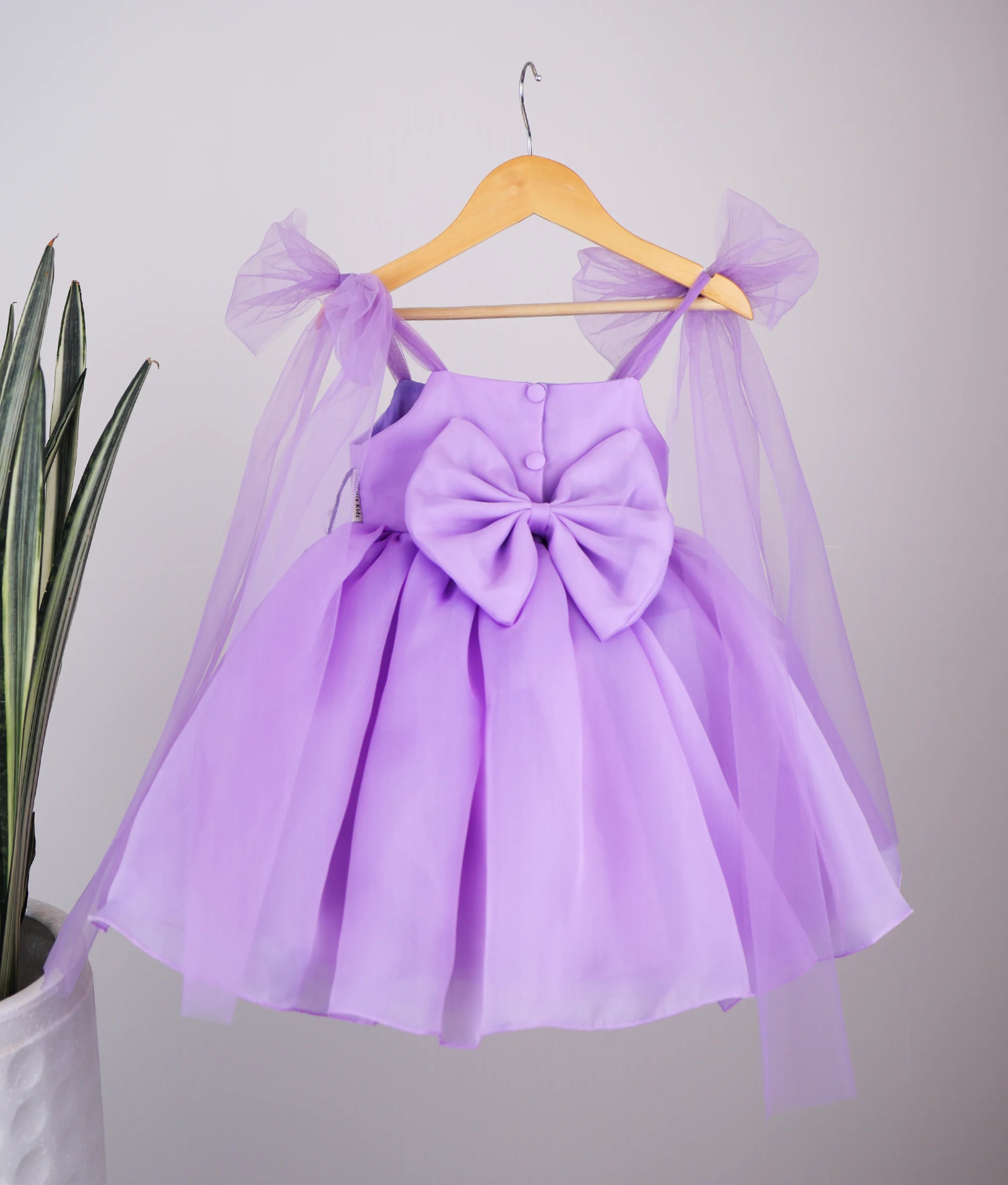 Lavender Handworked Plain Organza Sky Theme Dress For Baby Girl [Pre order:5345]