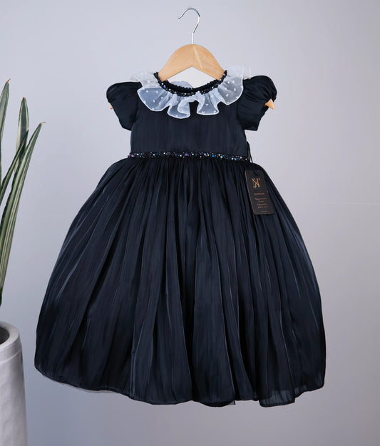 Black Lacer Organza Handworked Birthday Gown For Baby Girl [Ready to ship:5376]