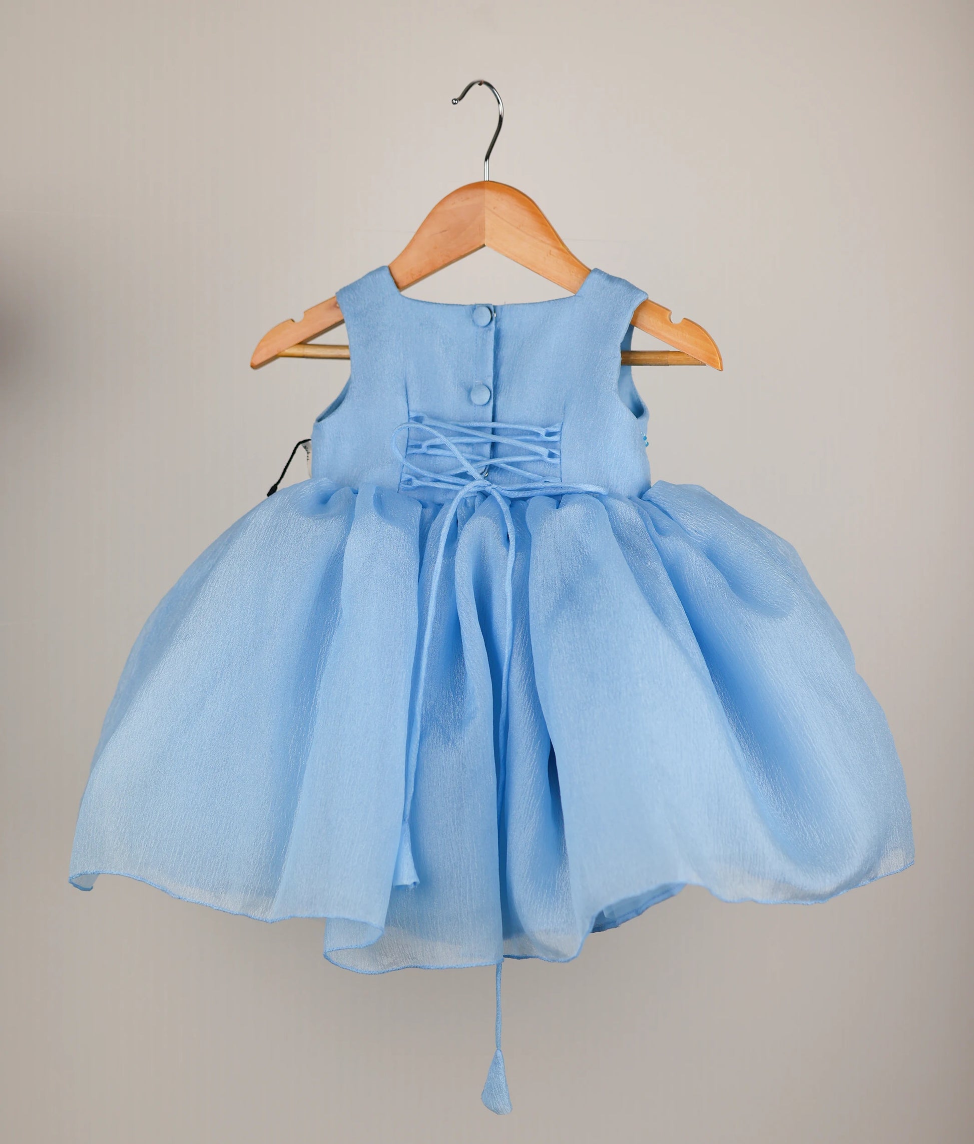 Elegant Blue organza floral handworked premium frock 