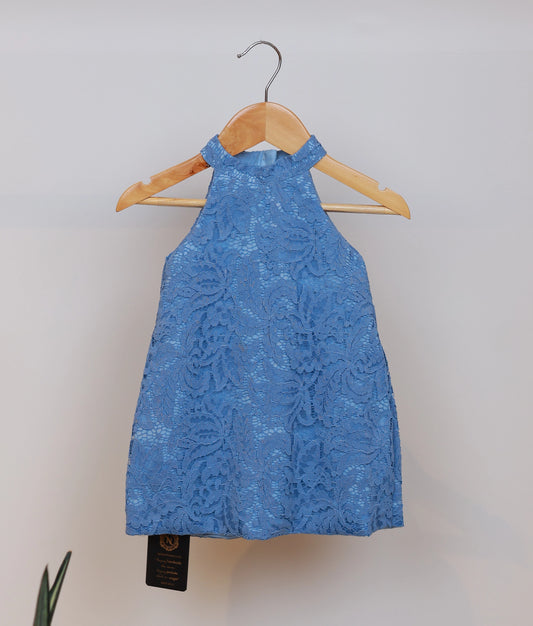 Pastel Blue Work Material A-Line Frock For Baby Girl [Ready To Ship: 5579]