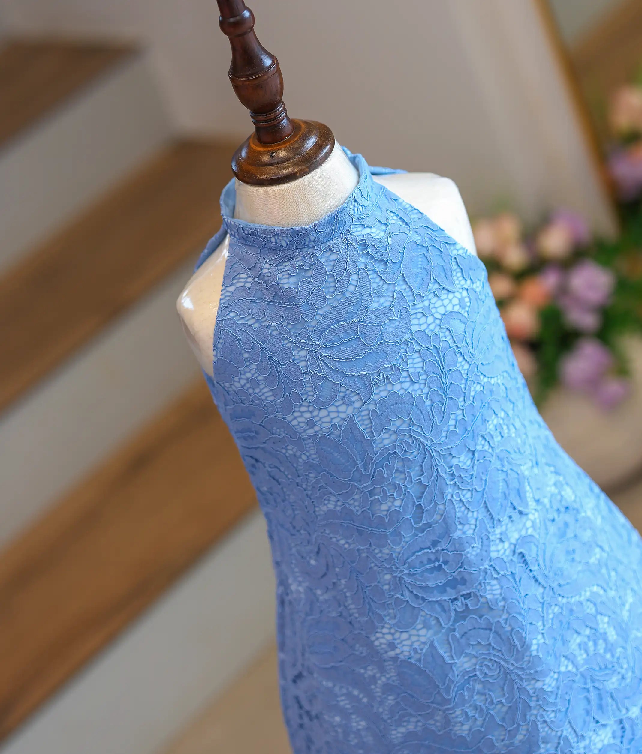 Blue Work Material Textured A-Line Frock For Baby Girl [Ready To Ship: 5579A]