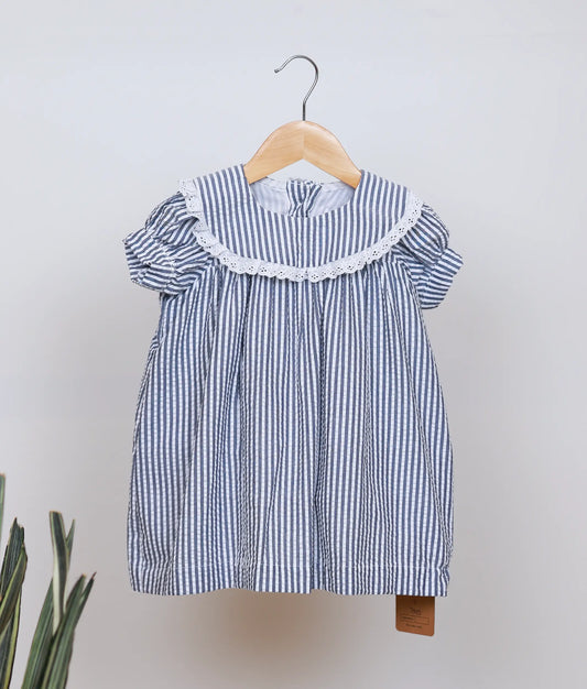 Black And White Striped Casual Frock For Baby Girl [Ready To Ship: 5595]