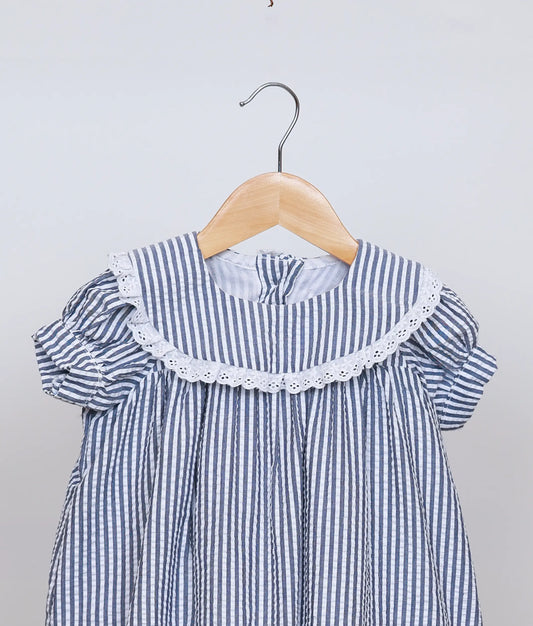 Black And White Striped Casual Frock For Baby Girl [Ready To Ship: 5595]