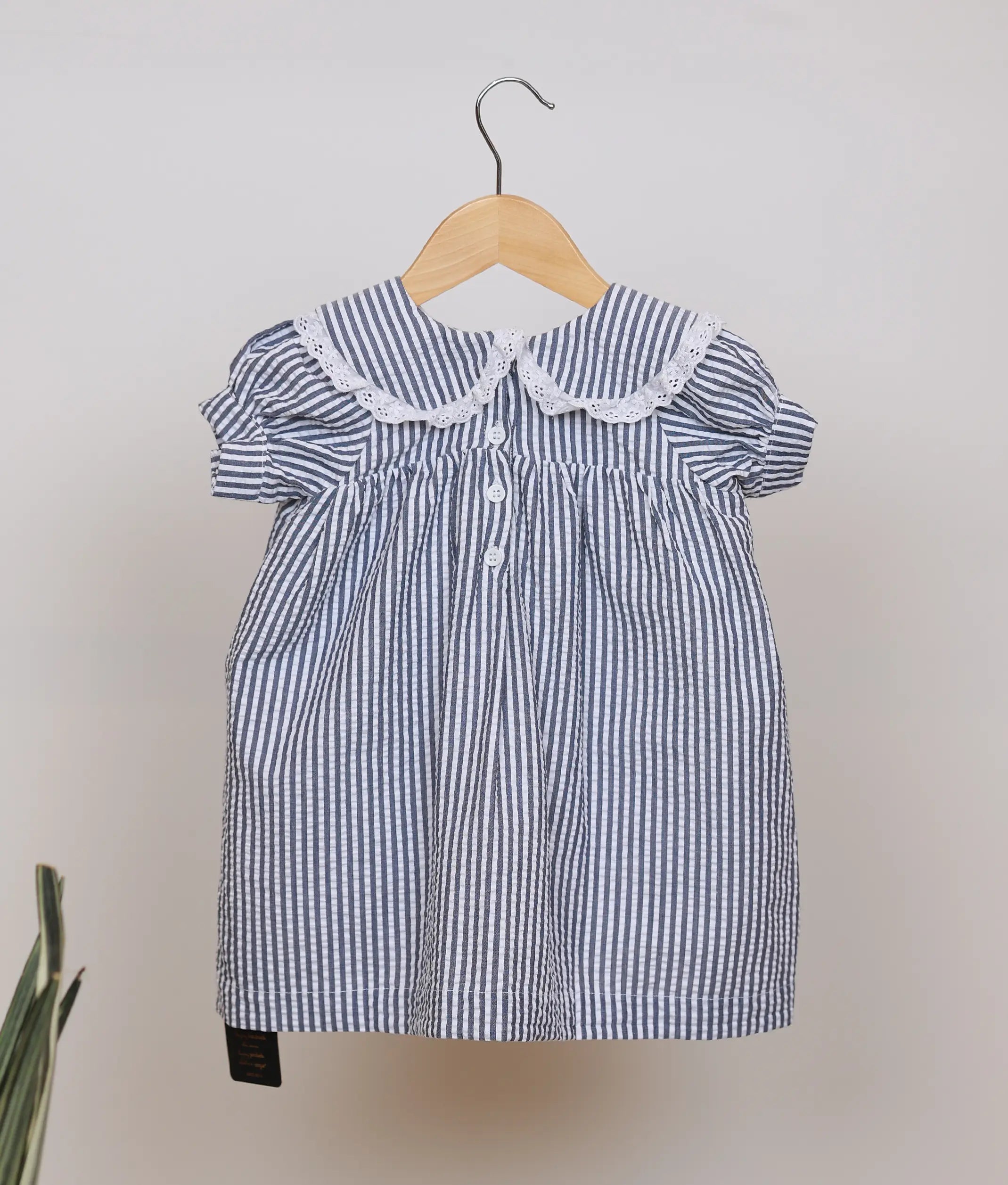 Black And White Striped Casual Frock For Baby Girl [5595]