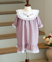 Red Small Check Cotton Christmas Frock For Baby Girl [5599]