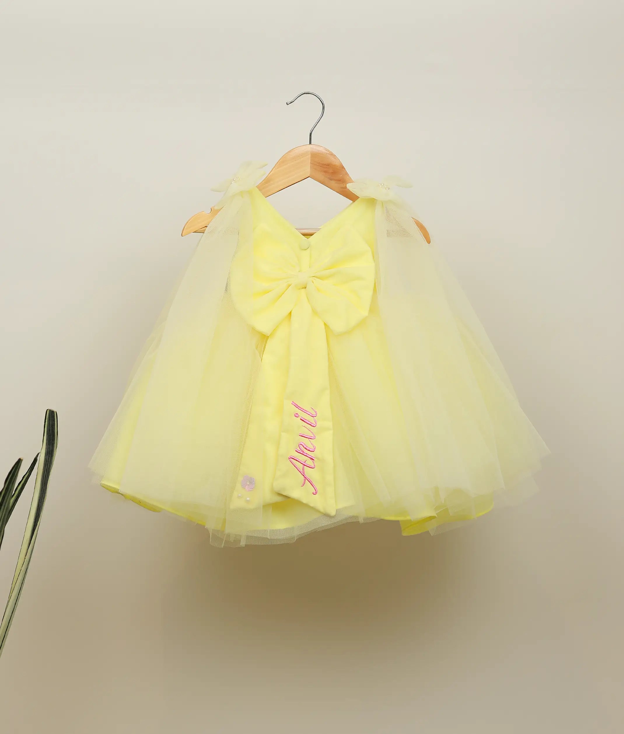 Yellow Tulle Net  Handworked  Honey Bee Theme Dress For Baby Girl [Pre Order: 5615]