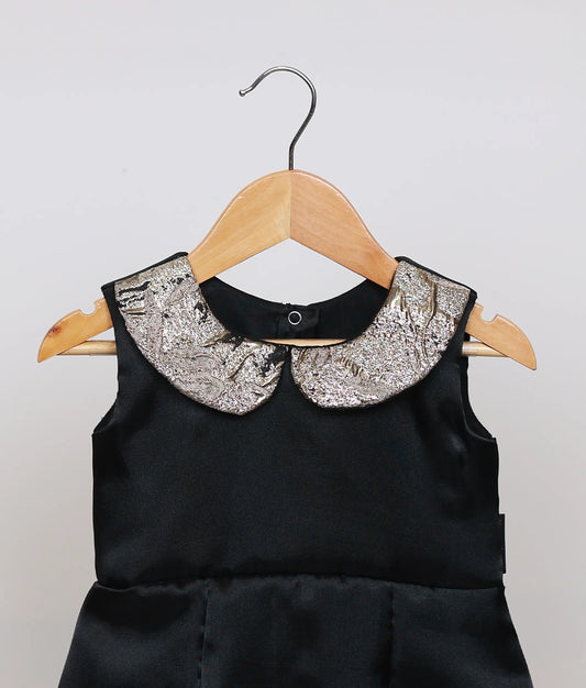 Black Plain Organza Fish Cut Frock For Baby Girl [Ready To Ship- 5624]