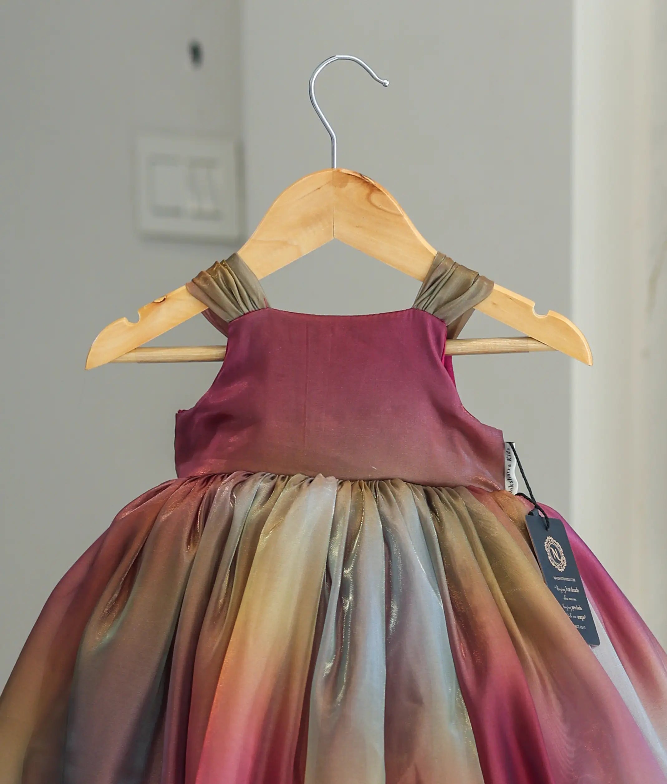 Maroon Multishade Laser Organza Birthday Frock For Baby Girl [Ready To Ship: 6025]