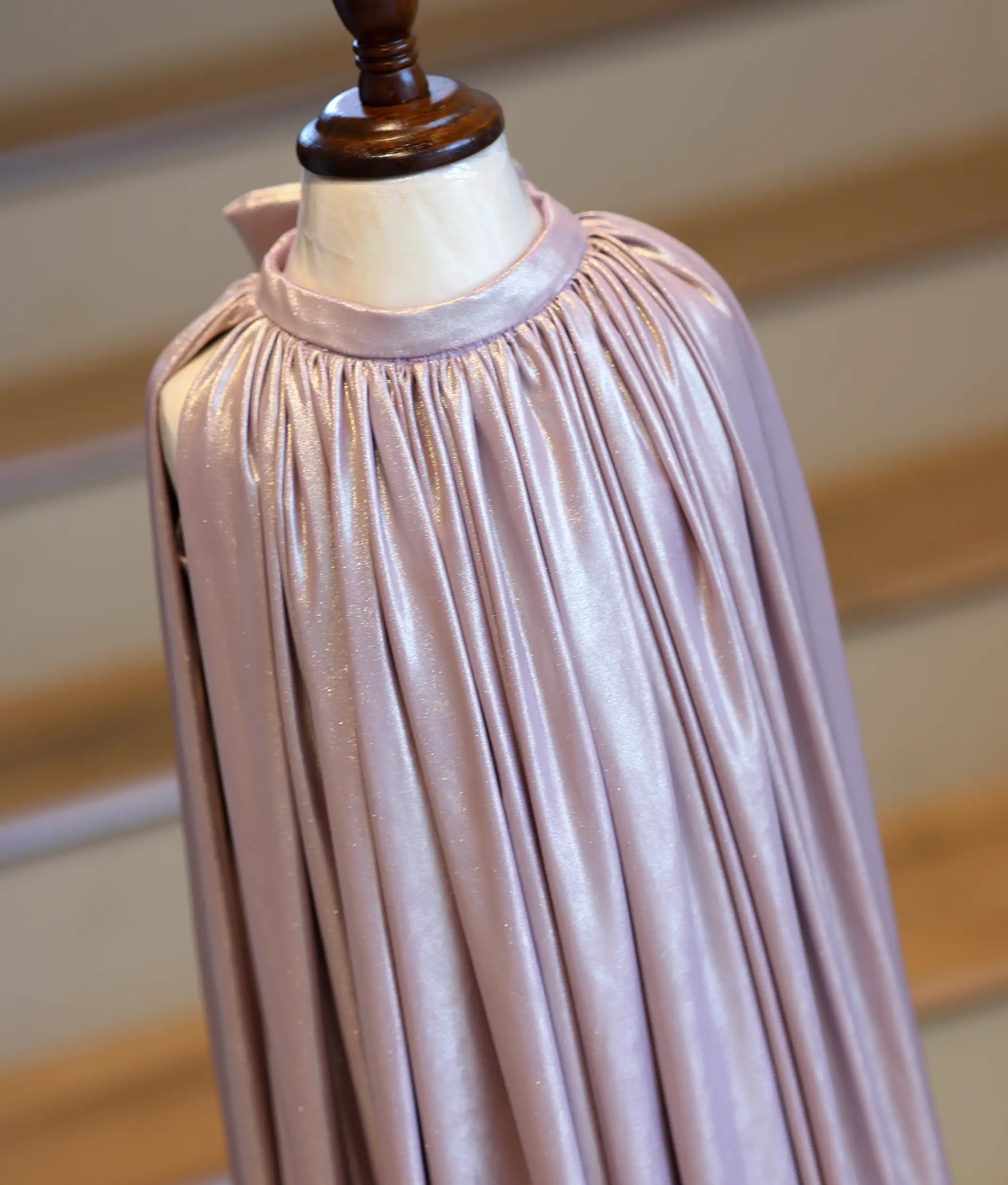 Mauve Pink Shimmer Lycra A-Line Frock for Baby Girl [6136A]