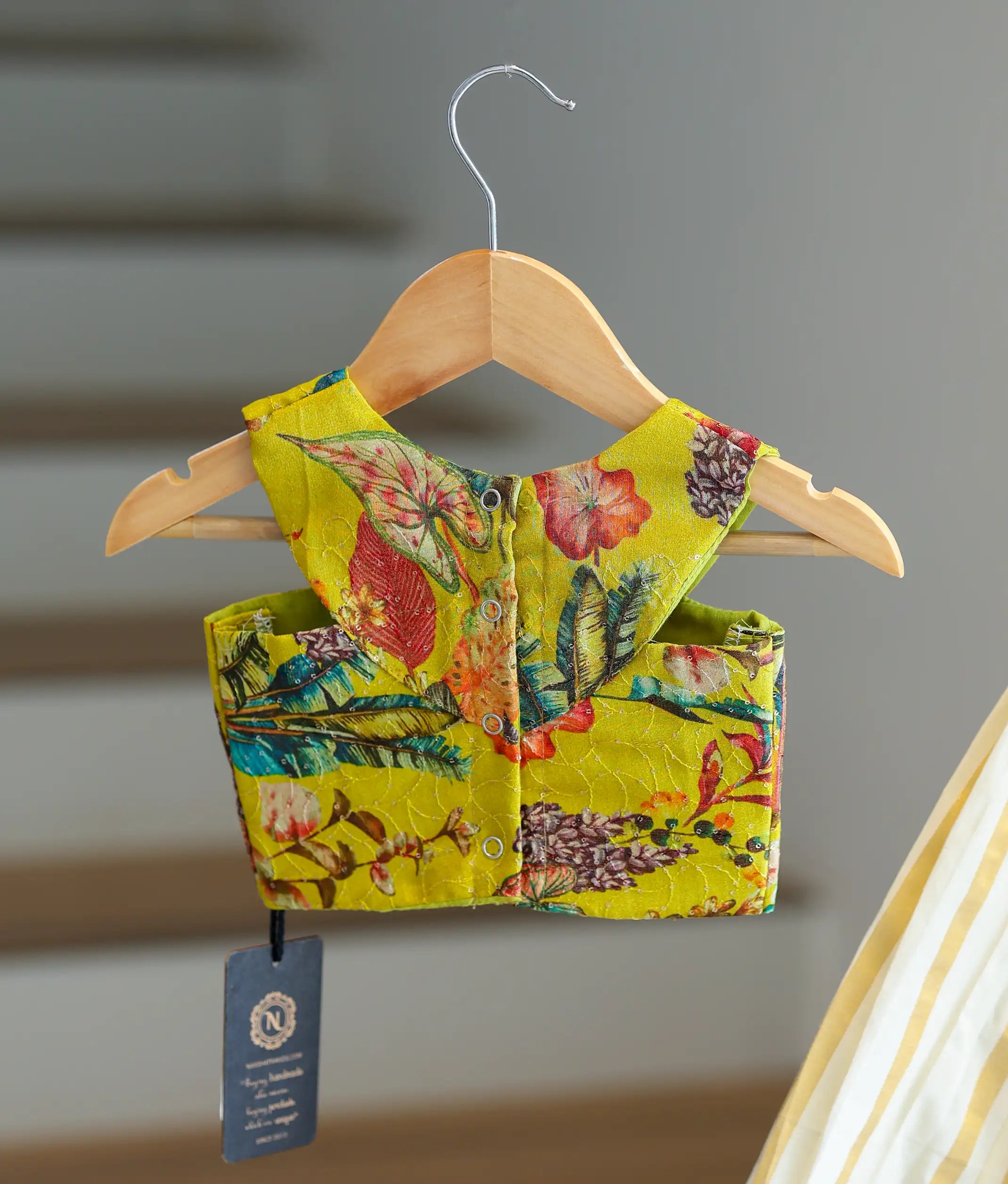 Lemon Green Silk Top with Kasavu Skirt for Baby Girl [6189]