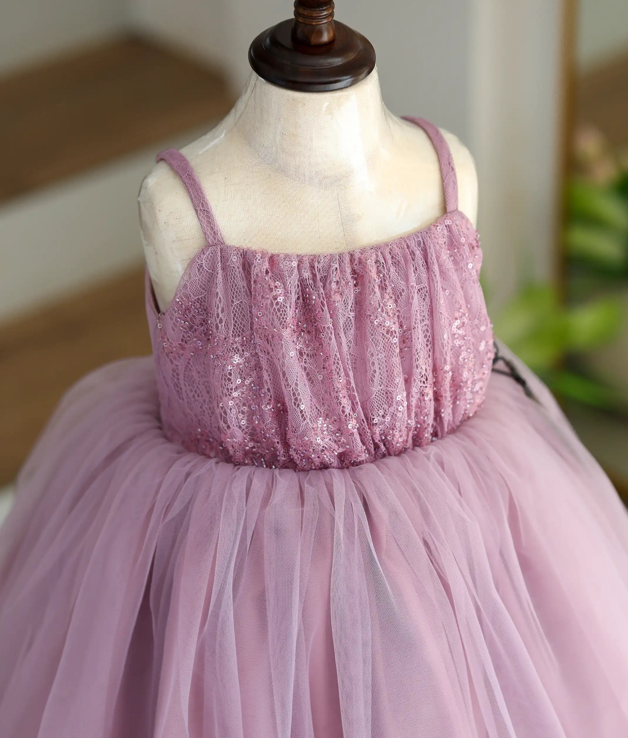Pastel Lavender Tulle Net And Work Material Birthday Frock For Baby Girl [Ready To Ship: 6207]