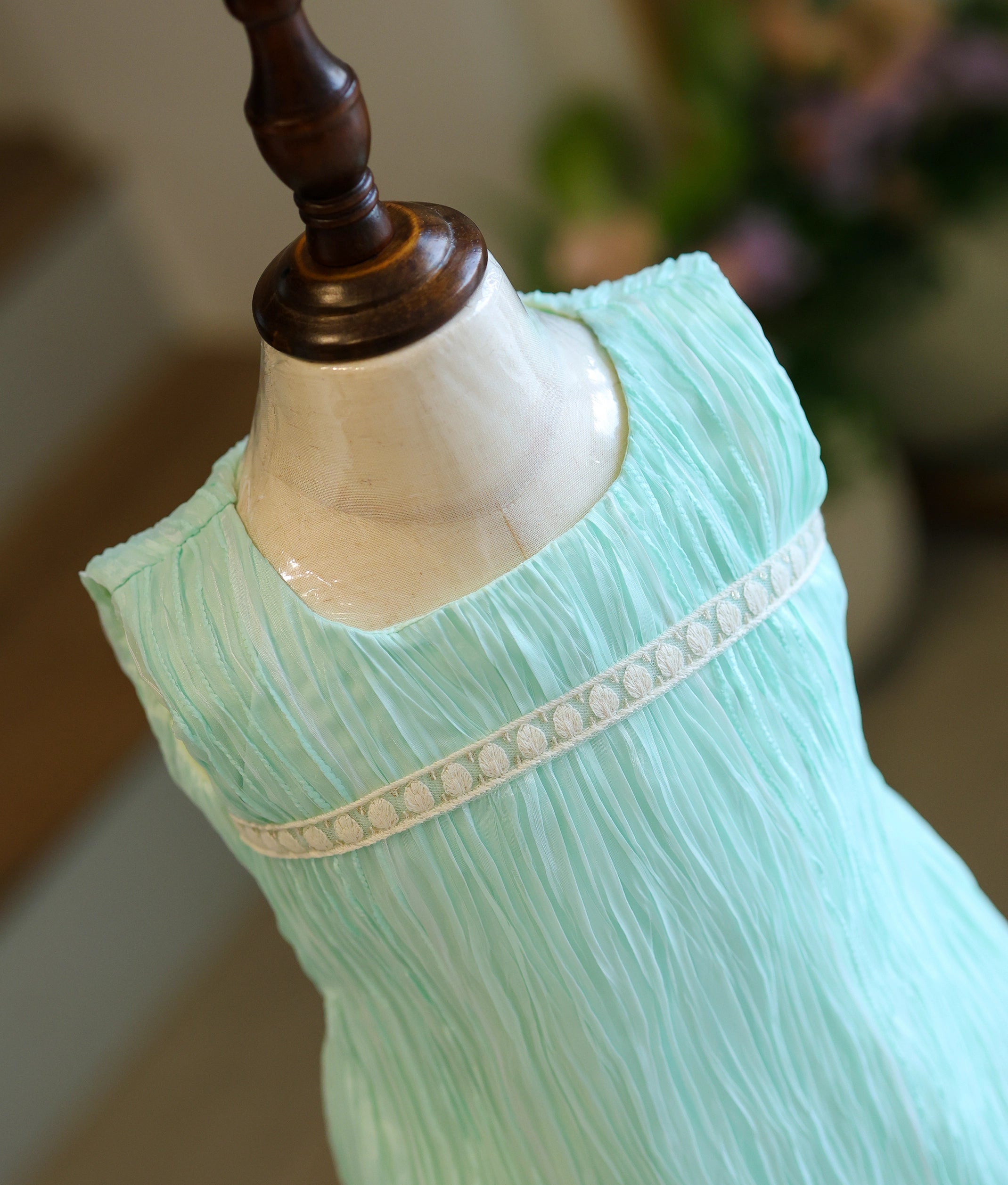 Pastel Green Tuck Organza A-Line Frock For Baby Girl [Ready To Ship: 6220]