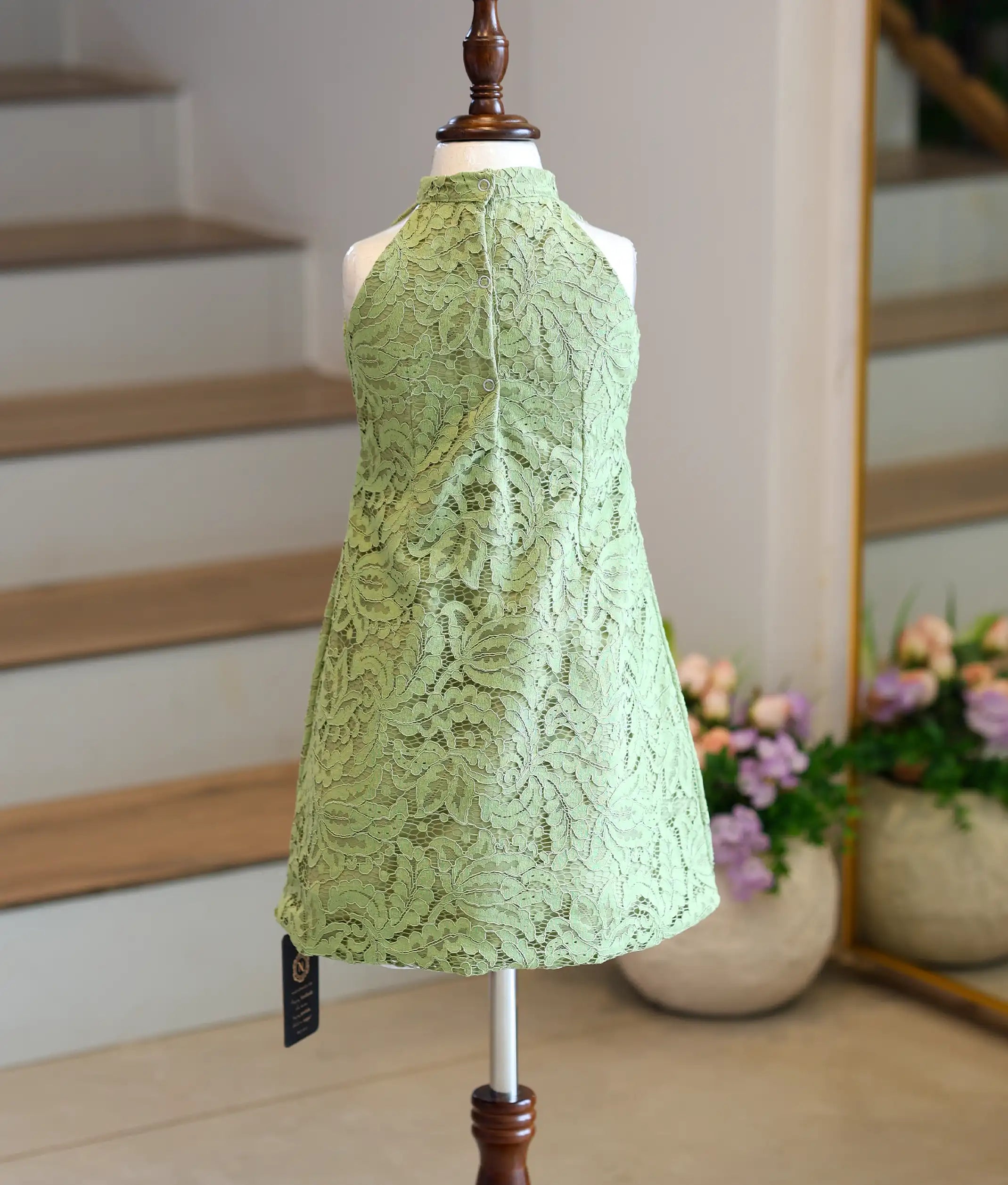 Pastel Green Work Material Textured A-Line Frock For Baby Girl [6228]