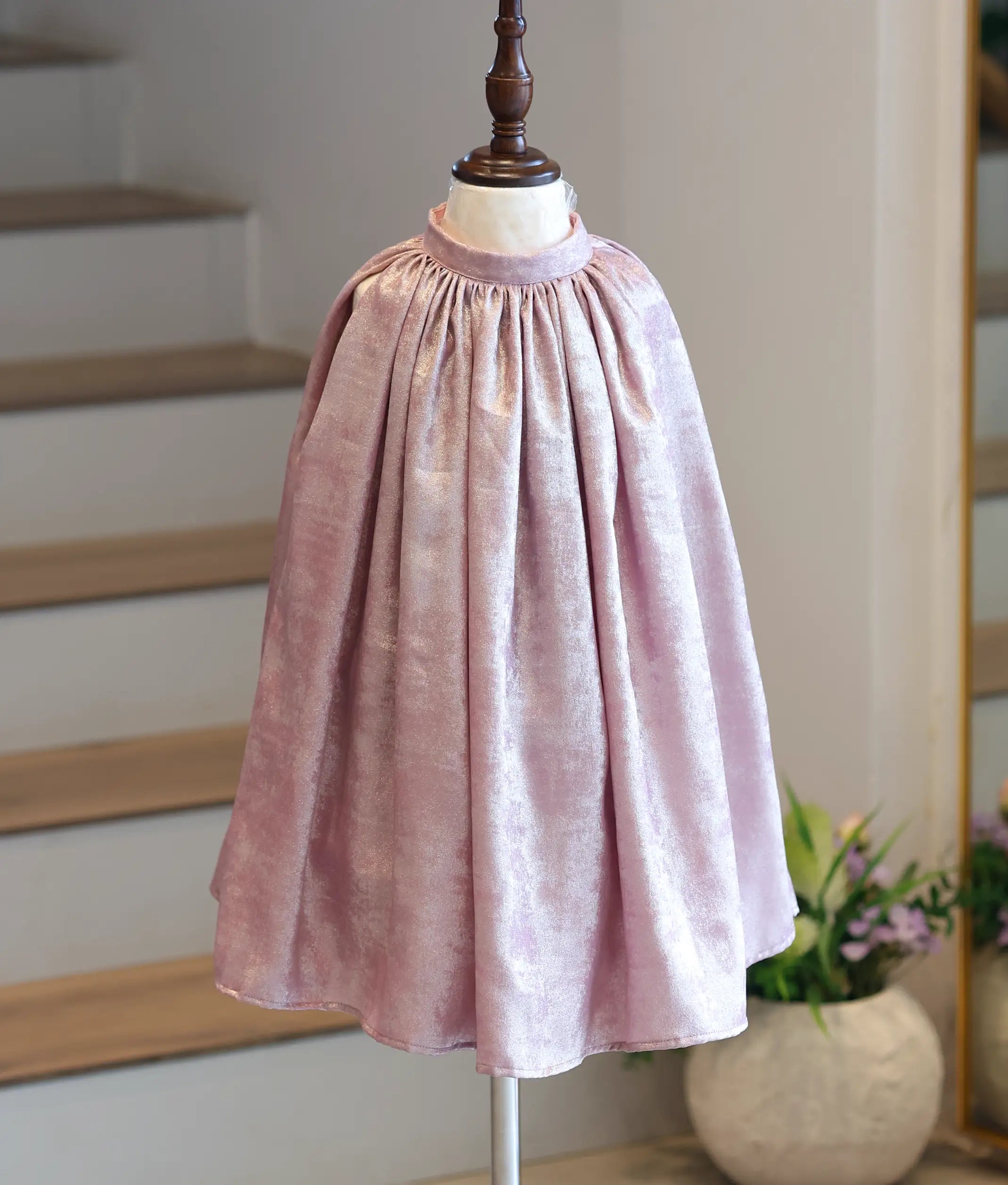 Onion Pink Milan Foil A-Line Frock for Baby Girl [6242]