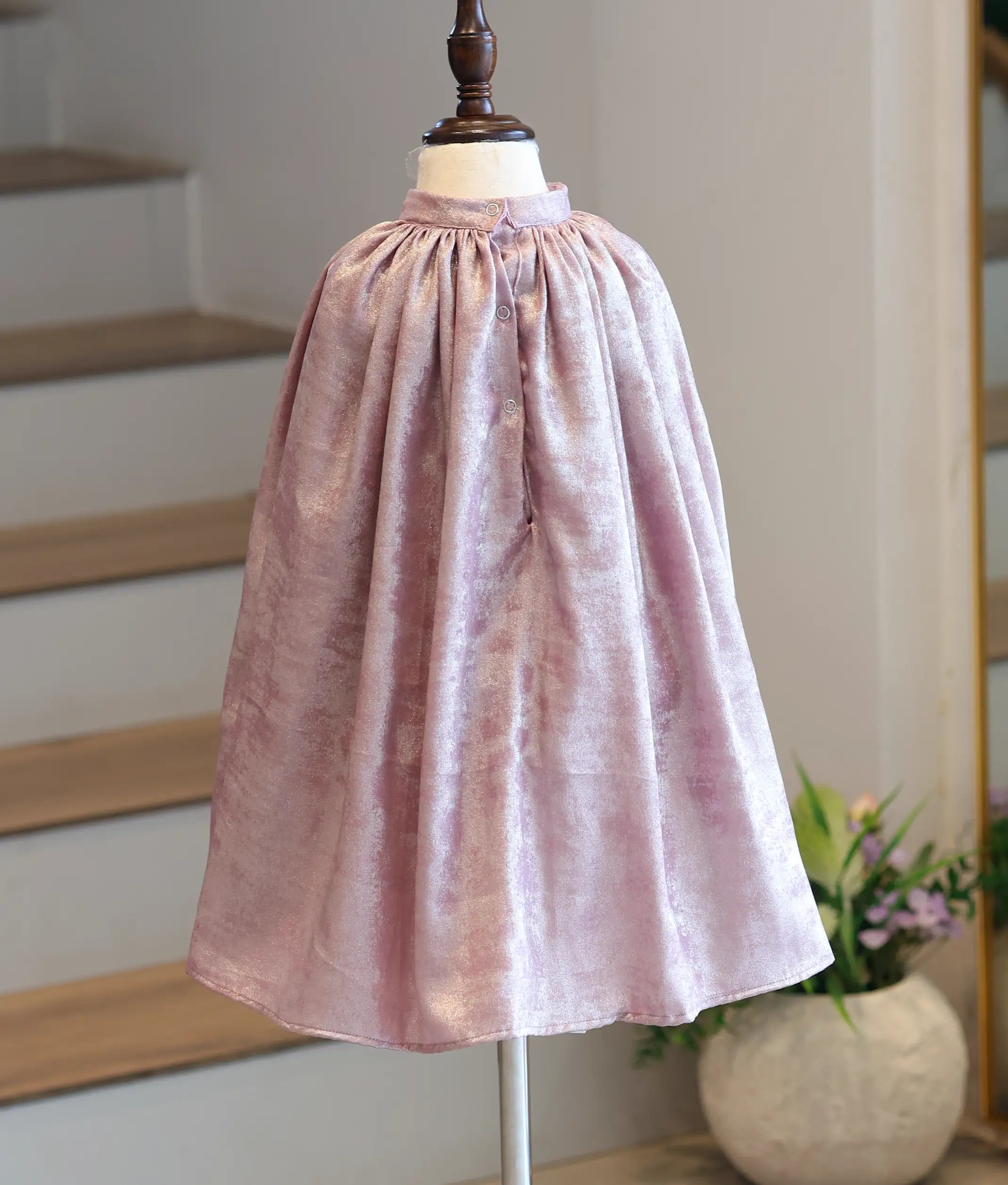 Onion Pink Milan Foil A-Line Frock for Baby Girl [6242]