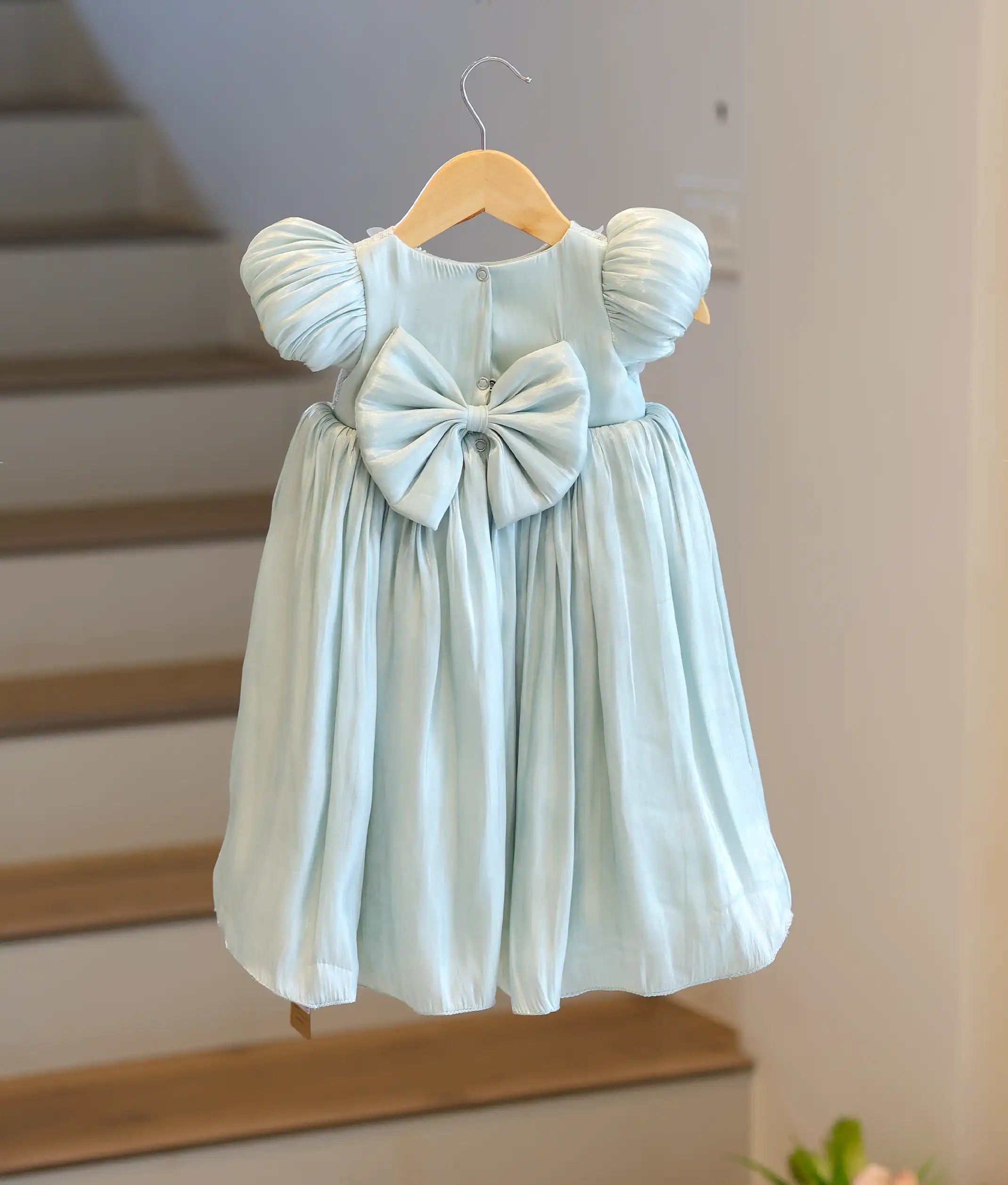 Pastel Green Laser Organza Birthday Gown For Baby Girl [ 6249]