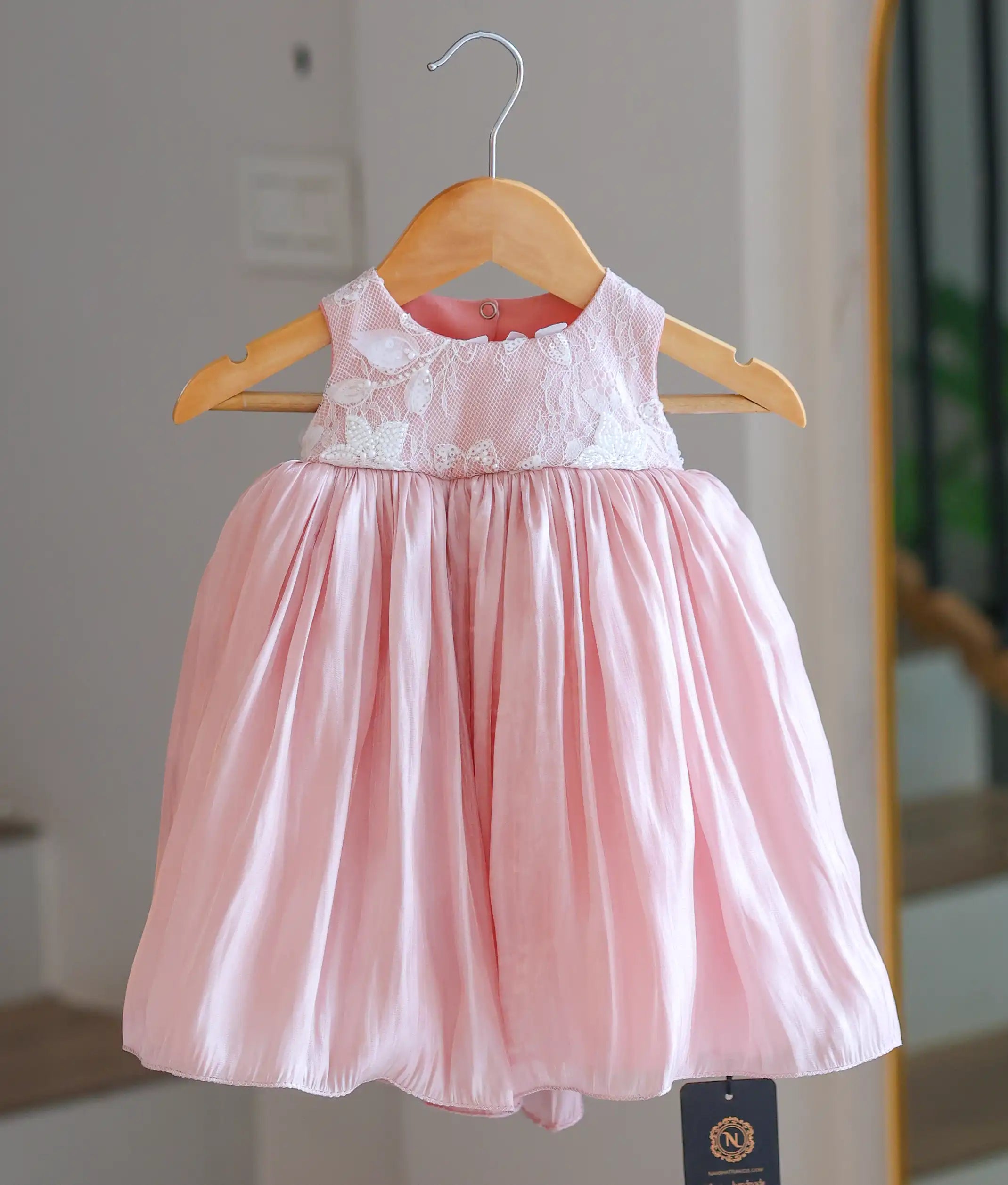 Pastel Pink Laser Organza Birthday Gown For Baby Girl [Ready To Ship: 6250]