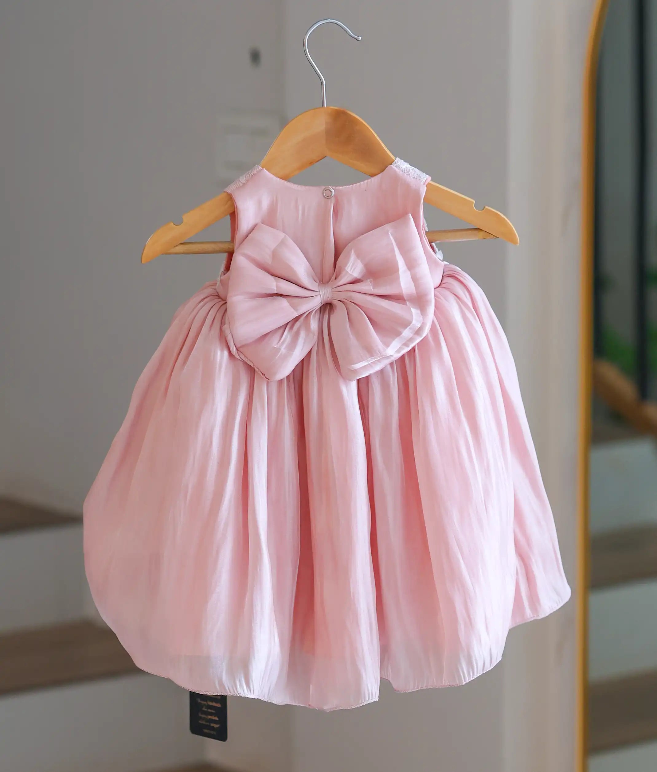 Pastel Pink Laser Organza Birthday Gown For Baby Girl [6250]