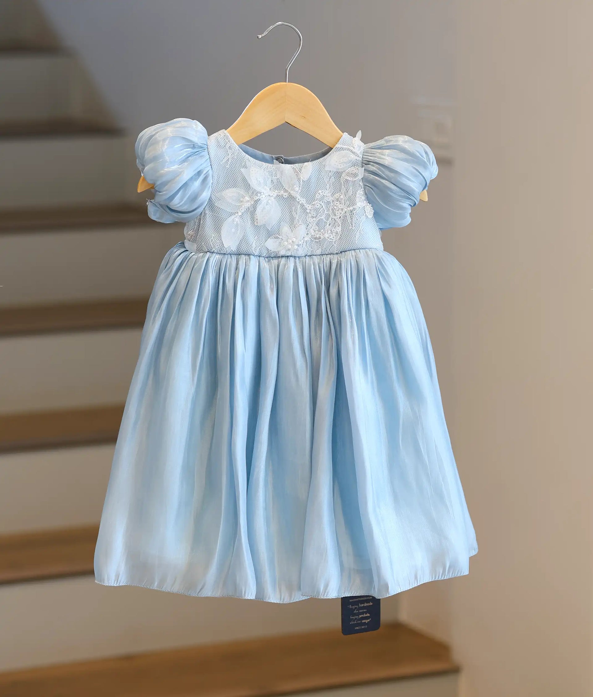 Sky Blue Laser Organza Birthday Gown For Baby Girl | Nakshatra Kids   NakshatraKids LLP